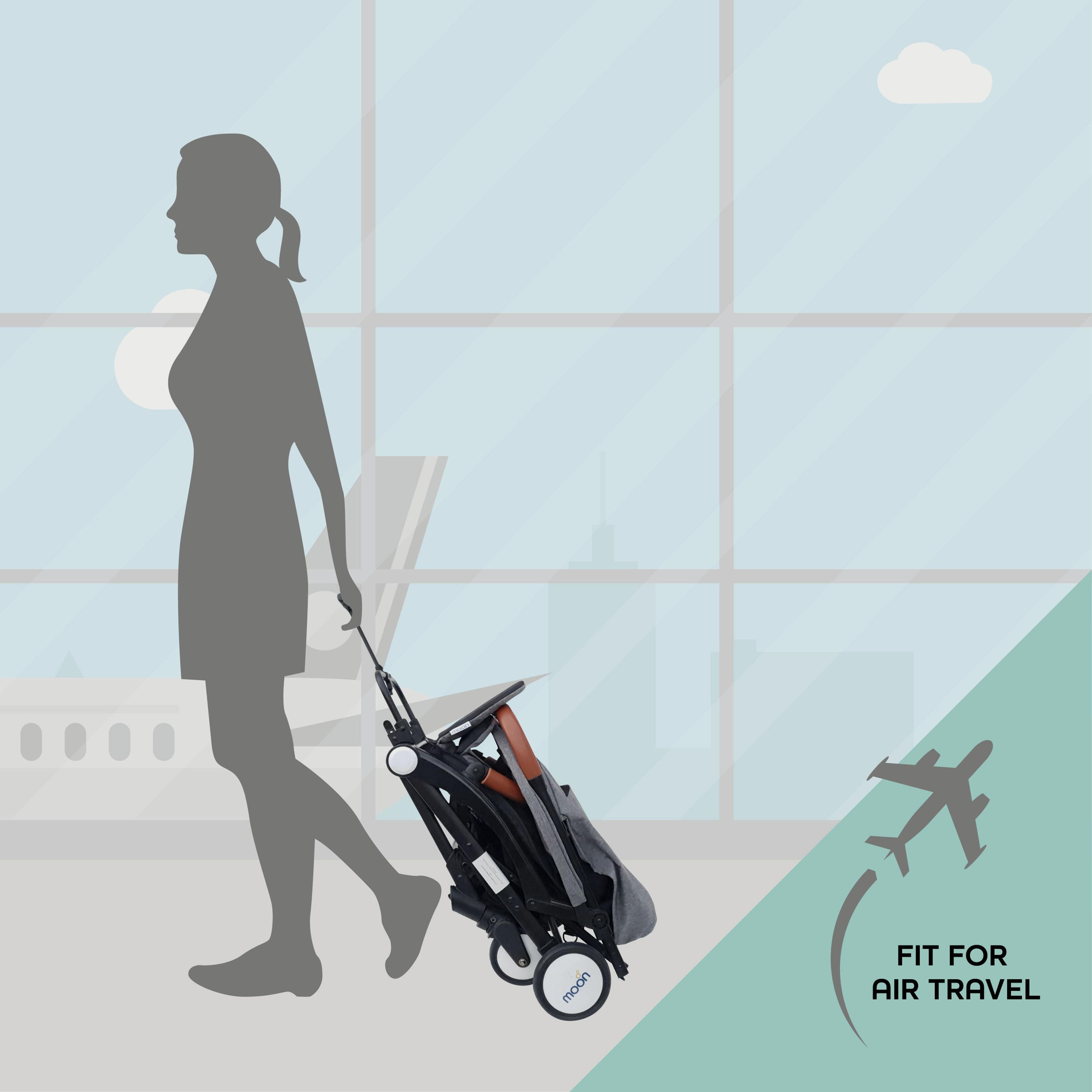 Moon Ritzi Cabin Stroller, Black/Grey Dots-baby-gear-strollersandprams-strollers-image-2