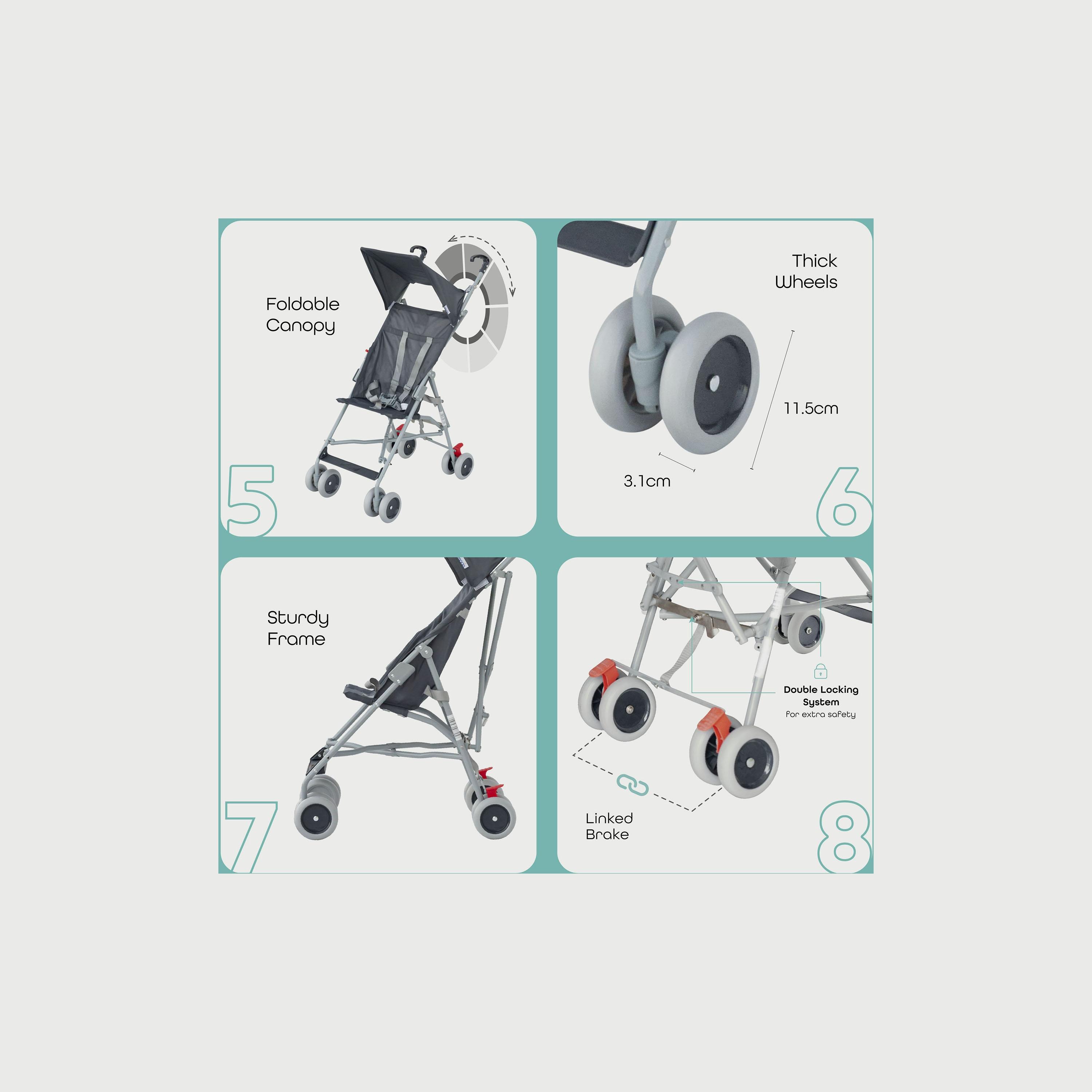 Moon Jet-Ultra Lightweight and Compact Fold Buggy Stroller - Dark Grey-baby-gear-strollersandprams-buggies-image-3