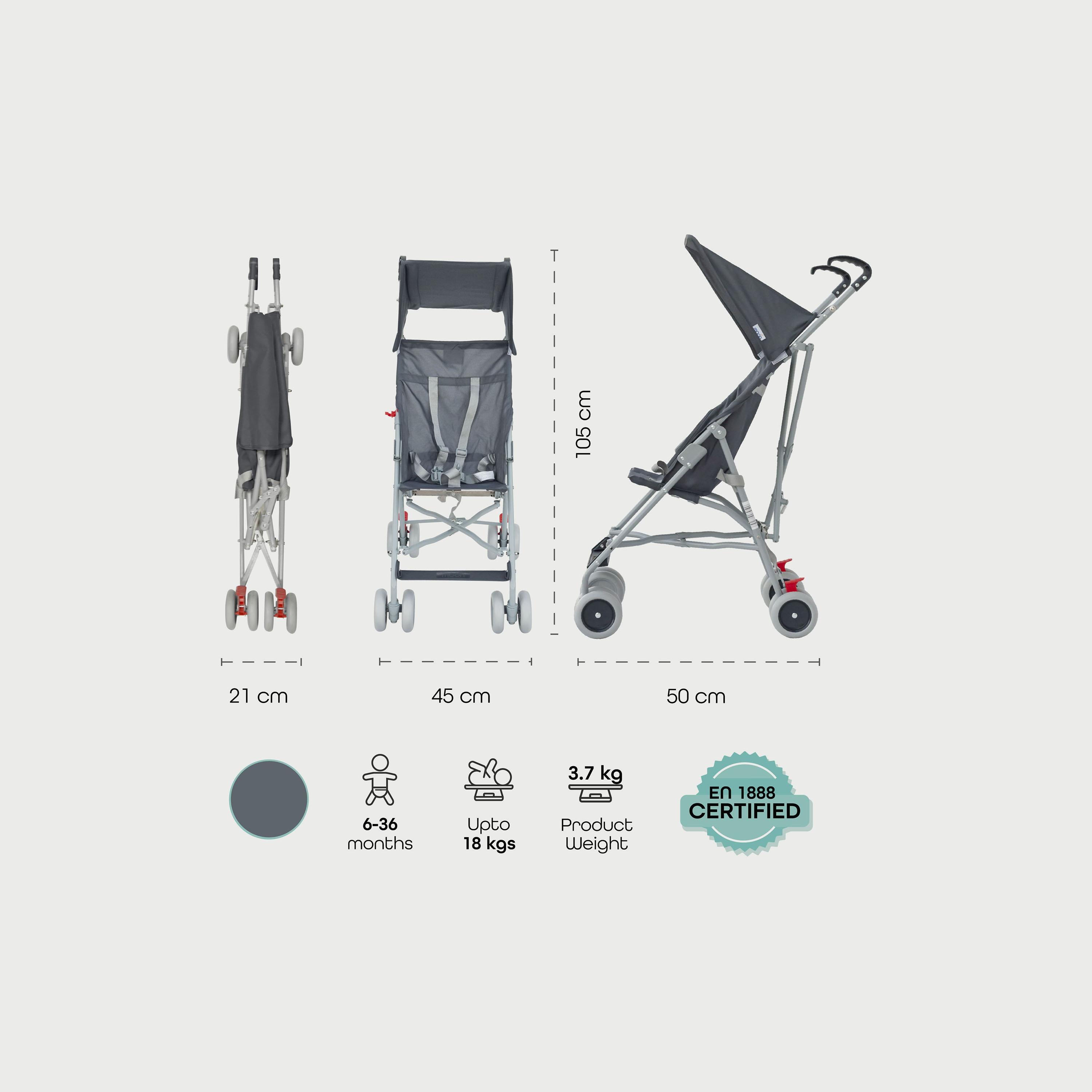 Moon Jet-Ultra Lightweight and Compact Fold Buggy Stroller - Dark Grey-baby-gear-strollersandprams-buggies-image-5