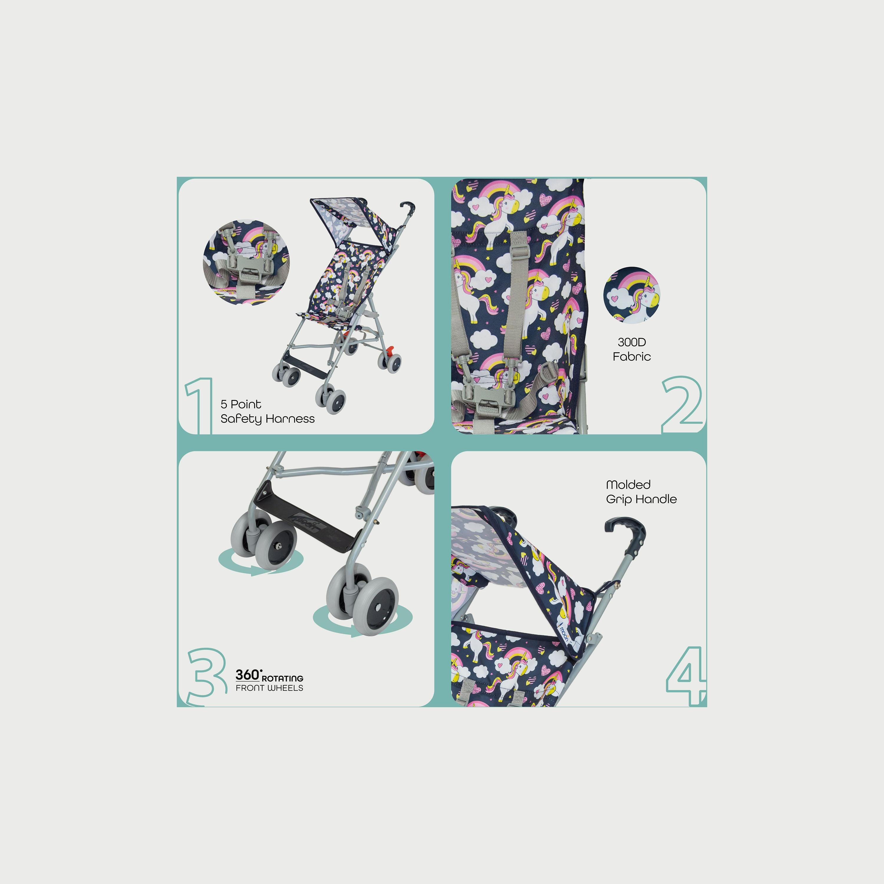 عربة أطفال باجي خفيفة الوزن وقابلة للطي جيت ألترا من مون - طبعات يونيكورن-baby-gear-strollersandprams-buggies-image-4