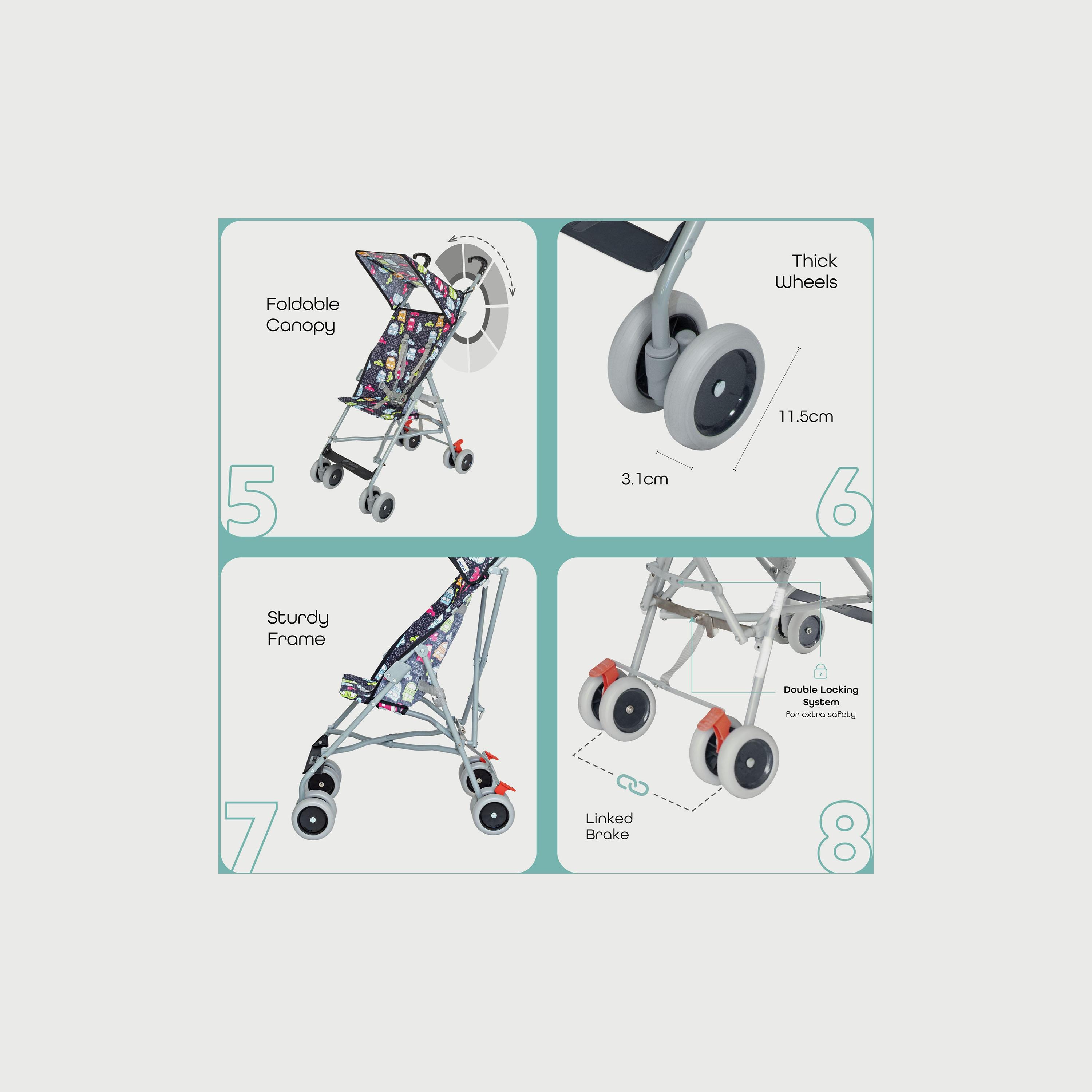 Moon Jet-Ultra Lightweight and Compact Fold Buggy Stroller - Printed Cars-baby-gear-strollersandprams-buggies-image-3