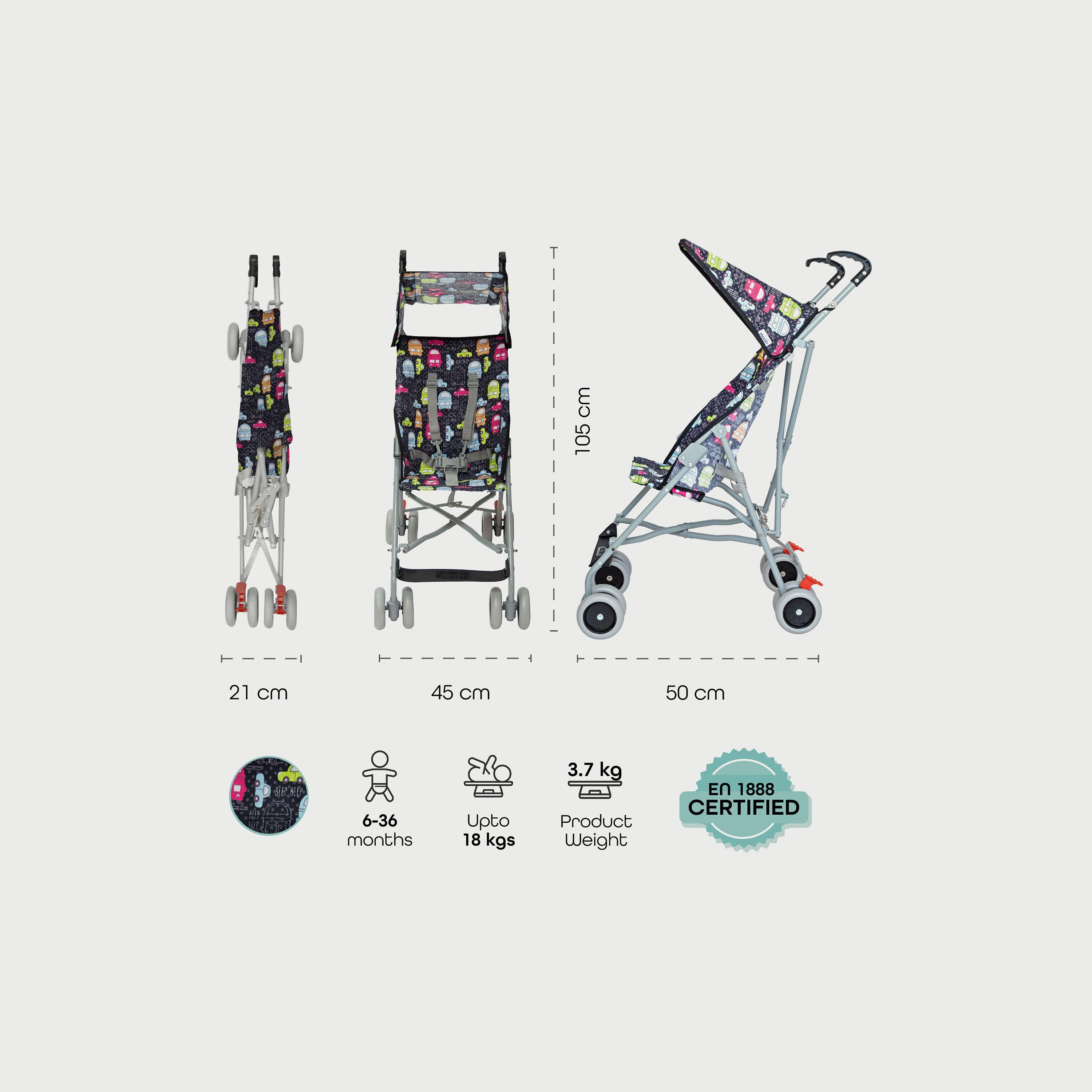 Moon Jet-Ultra Lightweight and Compact Fold Buggy Stroller - Printed Cars-baby-gear-strollersandprams-buggies-image-5