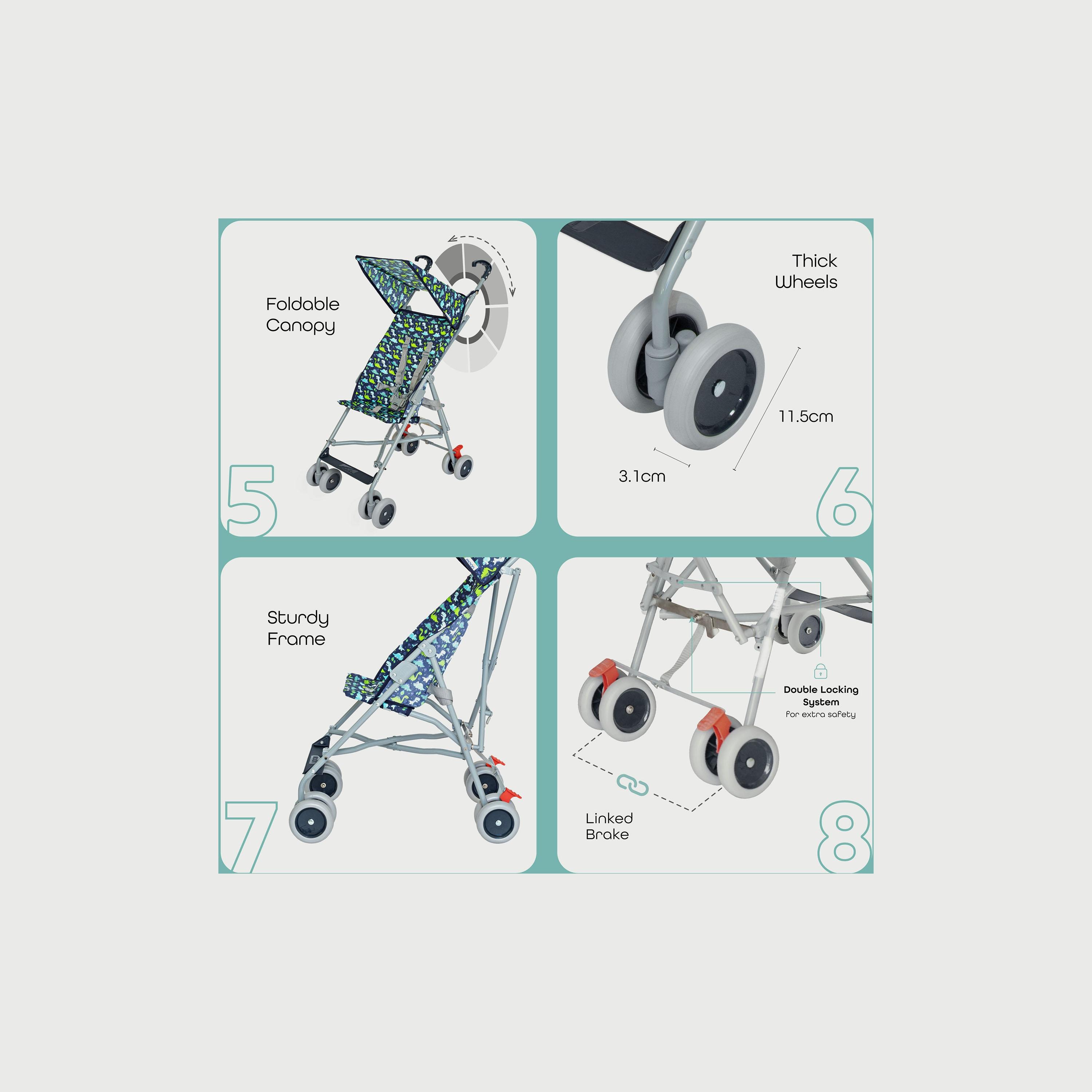 عربة أطفال باجي خفيفة الوزن وقابلة للطي جيت ألترا من مون - طبعات ديناصور-baby-gear-strollersandprams-buggies-image-3