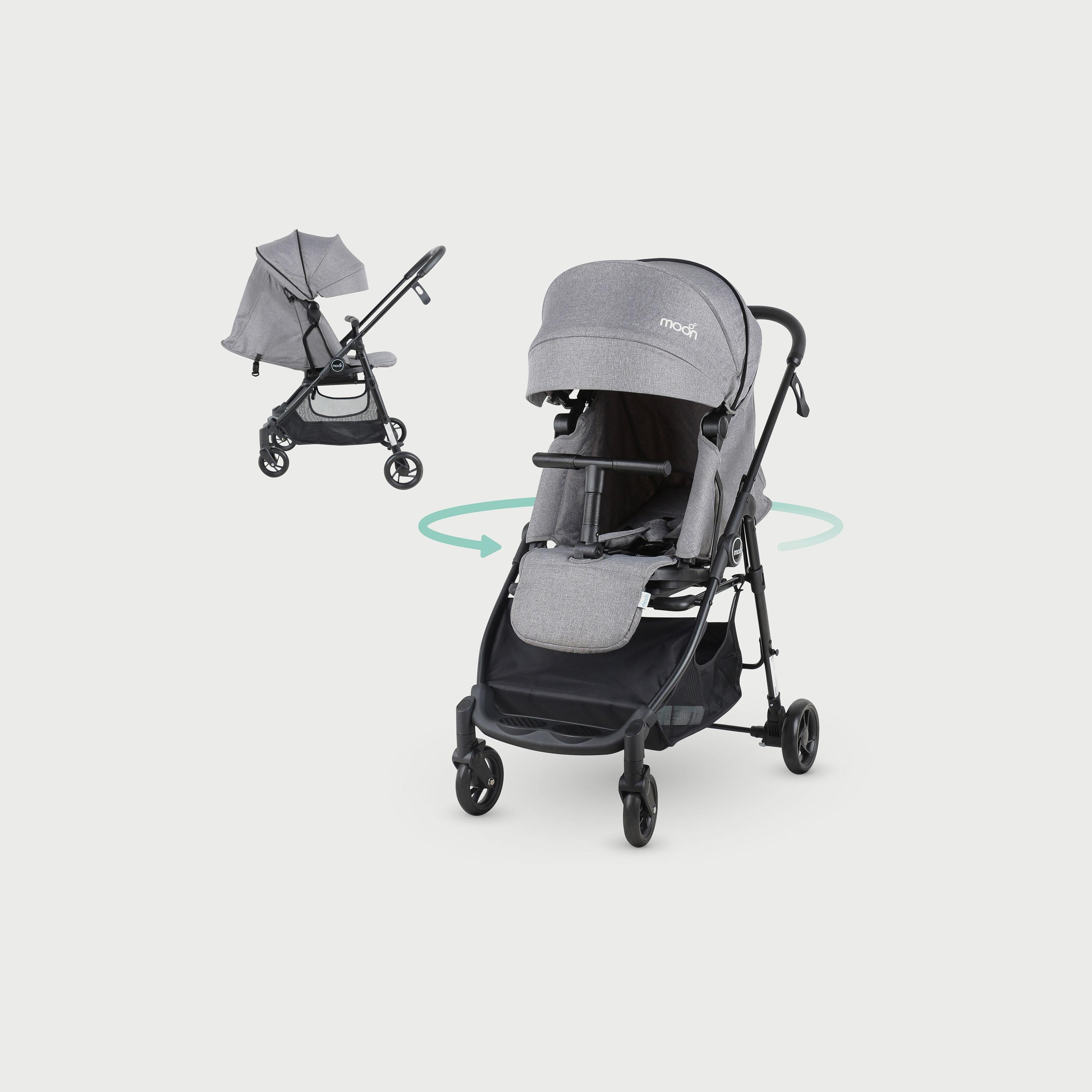 عربة أطفال كابينة/ سفر بدوران 360 درجة ريفو من مون - رمادي-baby-gear-strollersandprams-strollers-image-1