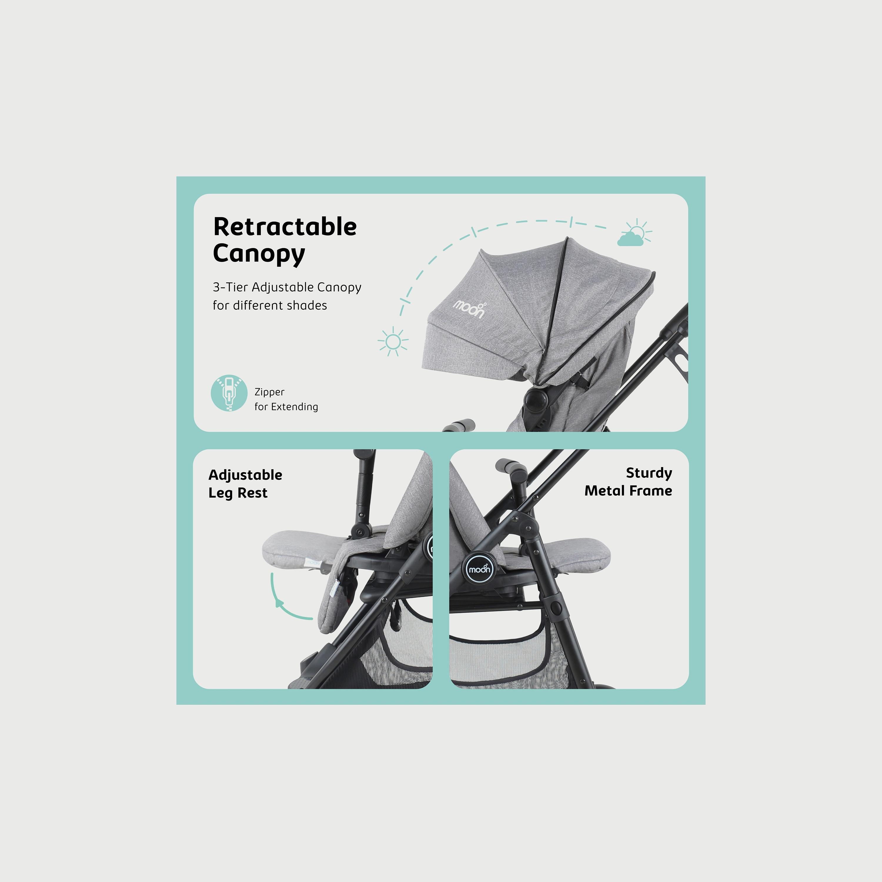 عربة أطفال كابينة/ سفر بدوران 360 درجة ريفو من مون - رمادي-baby-gear-strollersandprams-strollers-image-3