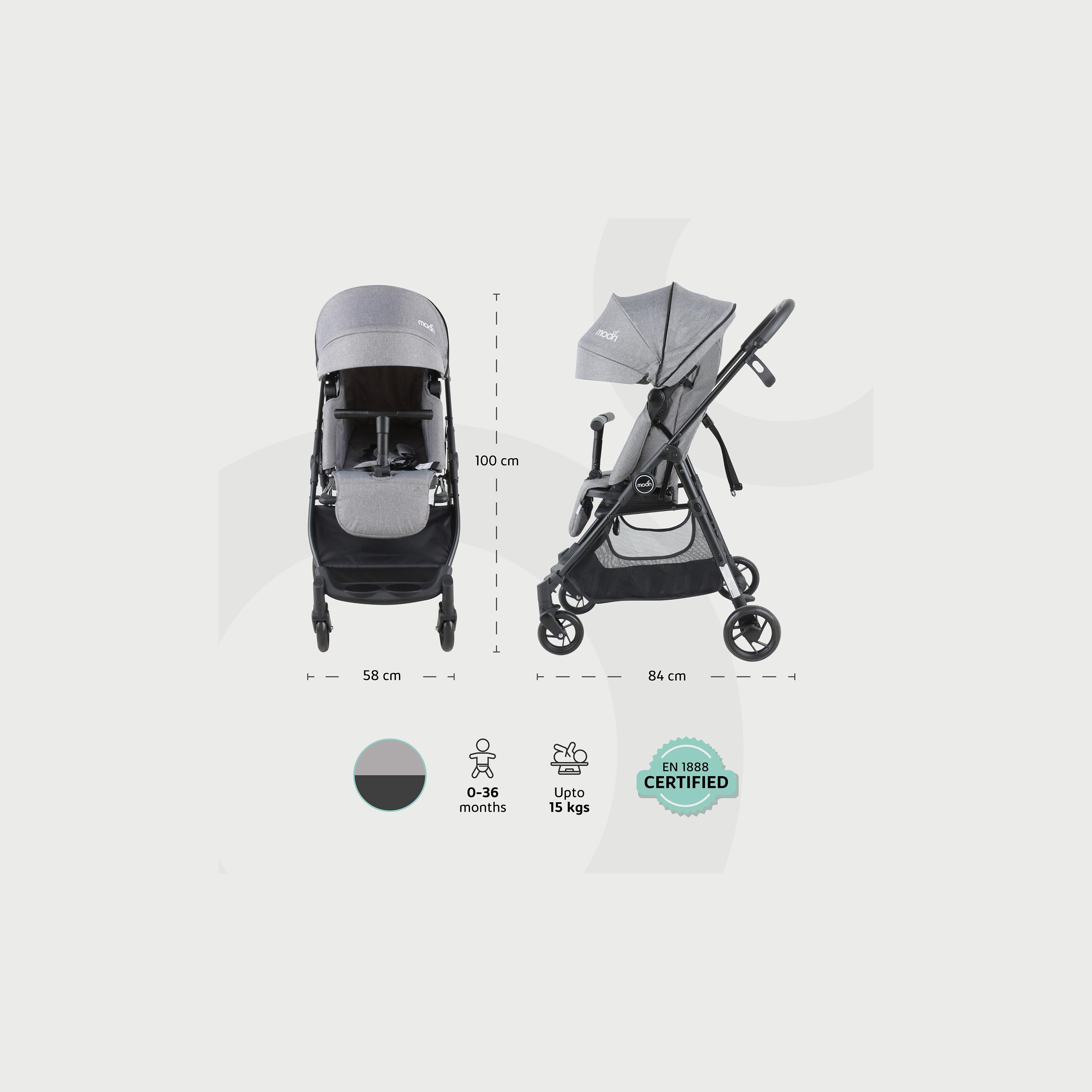 عربة أطفال كابينة/ سفر بدوران 360 درجة ريفو من مون - رمادي-baby-gear-strollersandprams-strollers-image-5