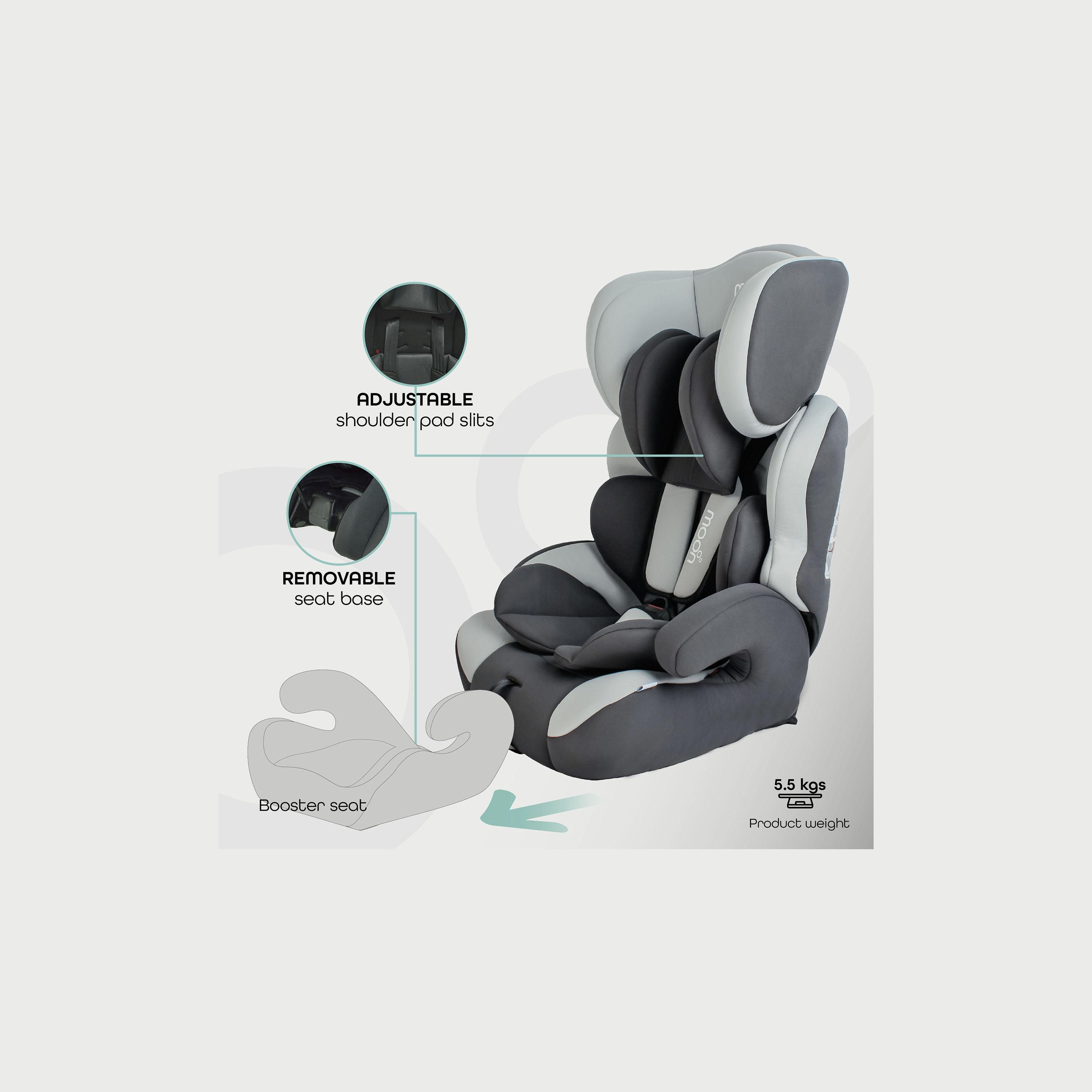 Moon Tolo Babykids Car Seat (Group 1, 2, 3), Charcoal Grey-baby-gear-carseats-image-4