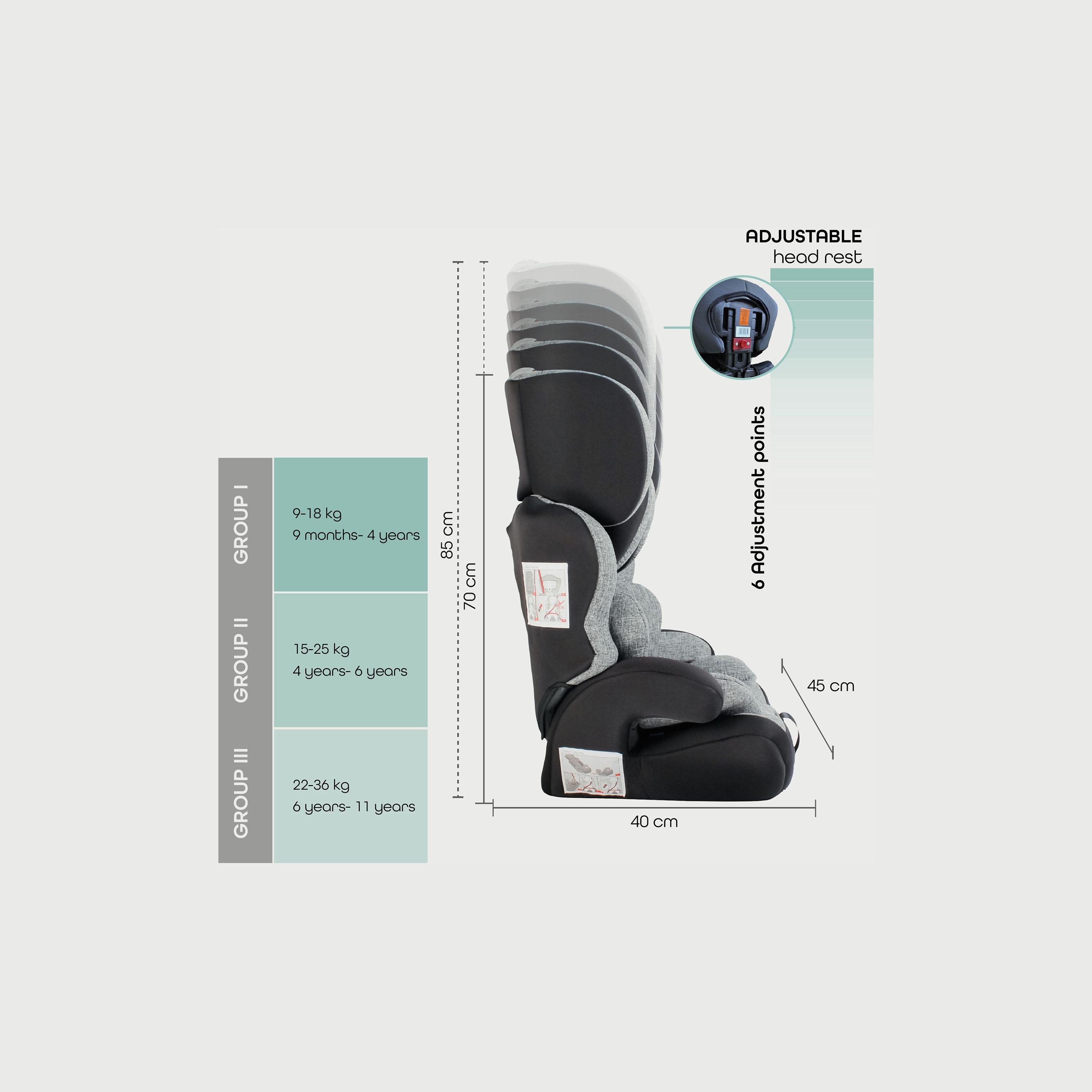 Moon Tolo Baby/Kids Car Seat (Group 1, 2, 3), Slate Grey-baby-gear-carseats-image-3