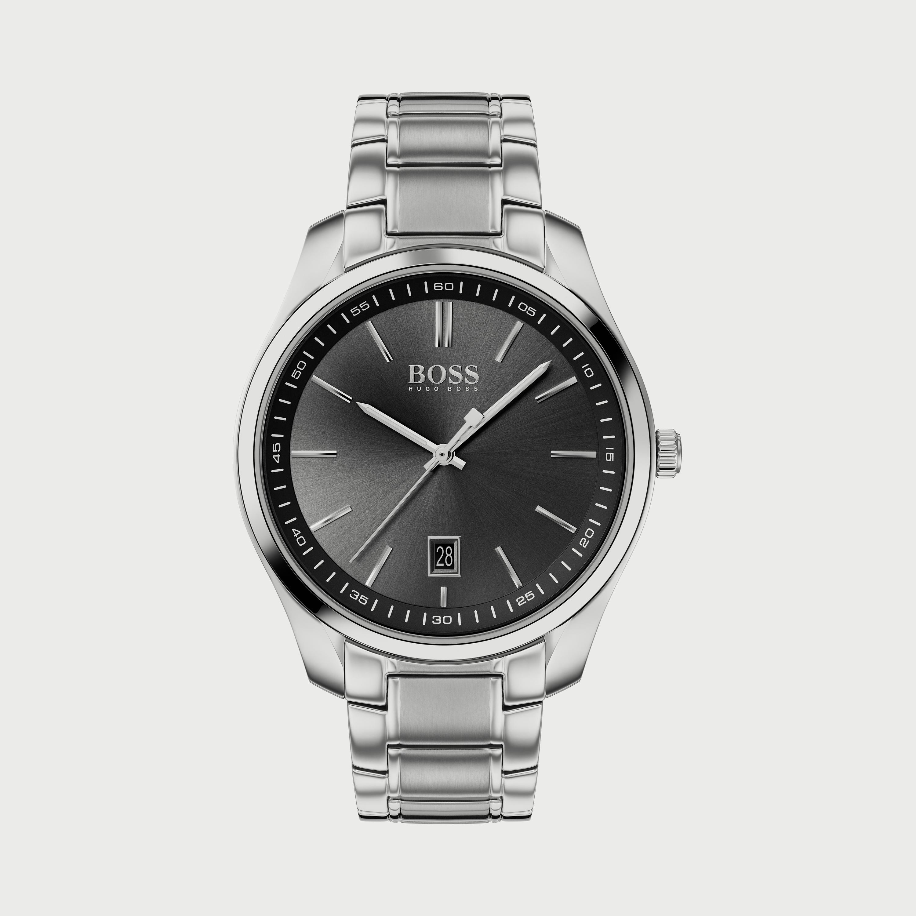 ساعة أنالوج للرجال 42 ملم بلون فضي بسوار ستانلس ستيل من هيوغو بوس 1513730-men-watchesandjewellery-watches-image-1