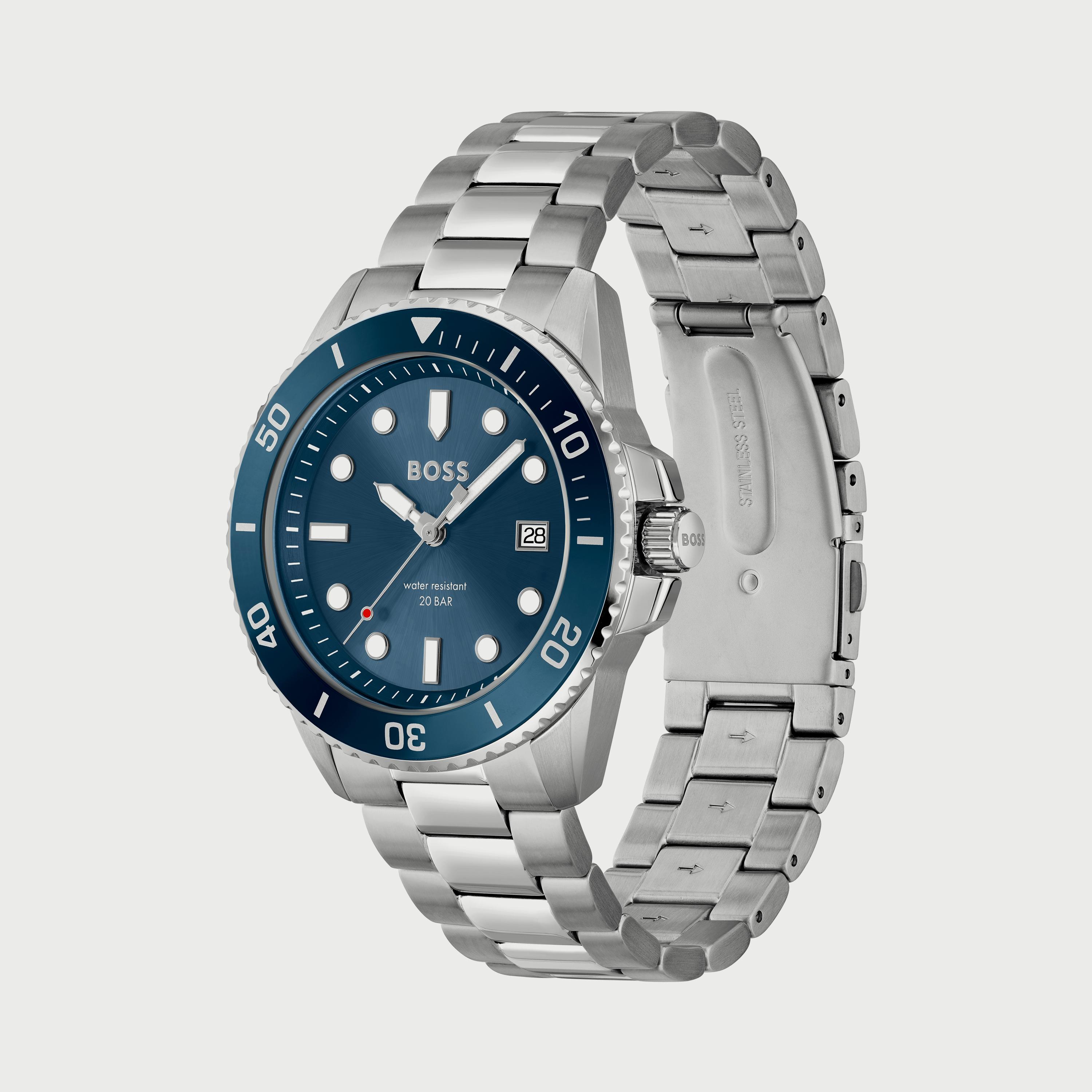 ساعة أنالوج للرجال 43 ملم بلون فضي بسوار ستانلس ستيل من هيوغو بوس 1513916-men-watchesandjewellery-watches-image-2