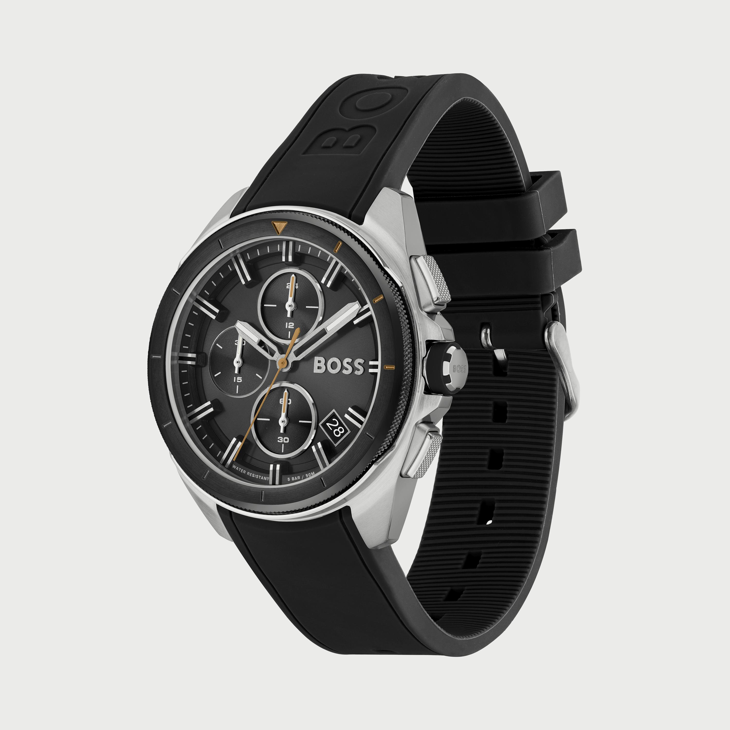 ساعة كرونوغراف للرجال 44 ملم بلون أسود بسوار السليكون من هيوغو بوس 1513953-men-watchesandjewellery-watches-image-2