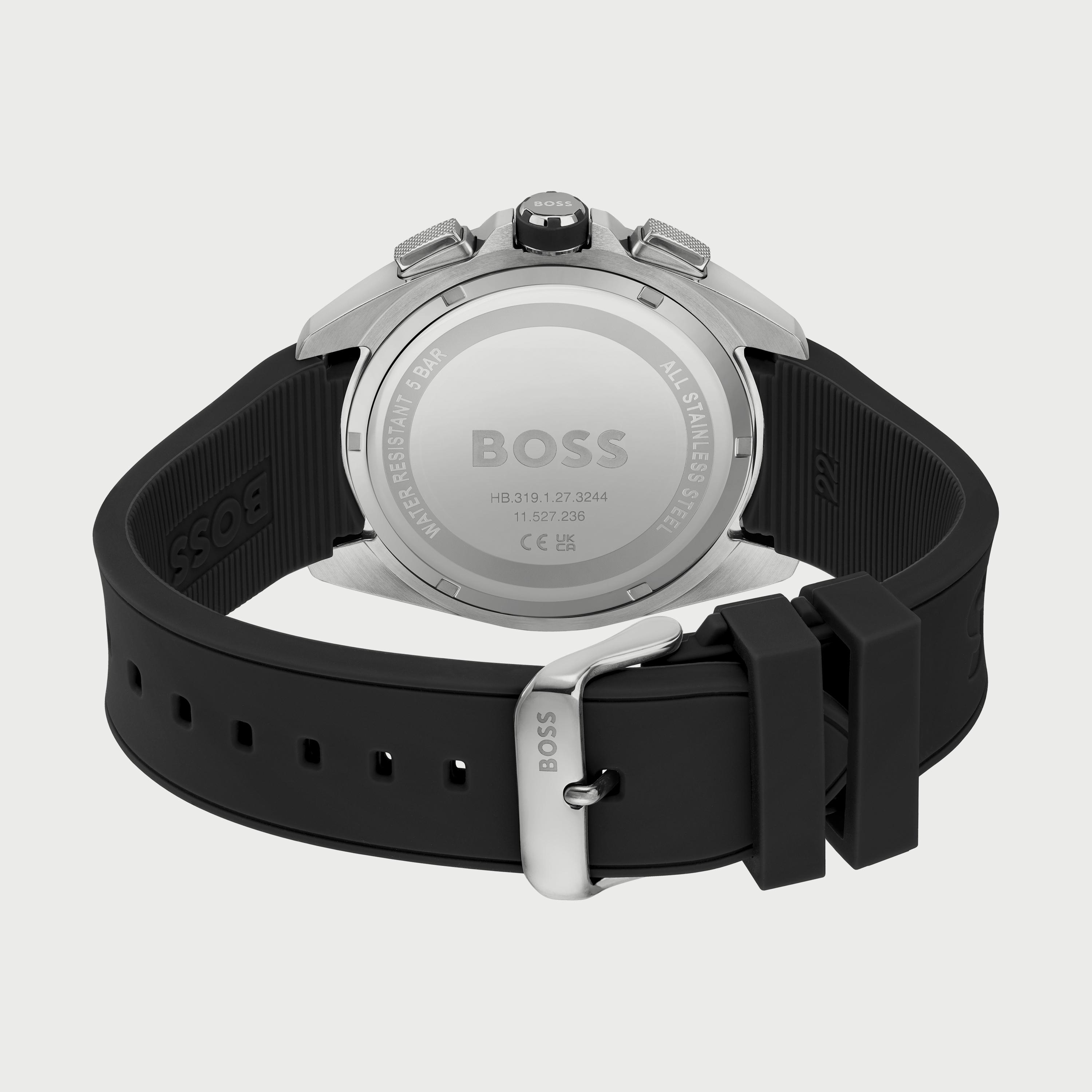 ساعة كرونوغراف للرجال 44 ملم بلون أسود بسوار السليكون من هيوغو بوس 1513953-men-watchesandjewellery-watches-image-3