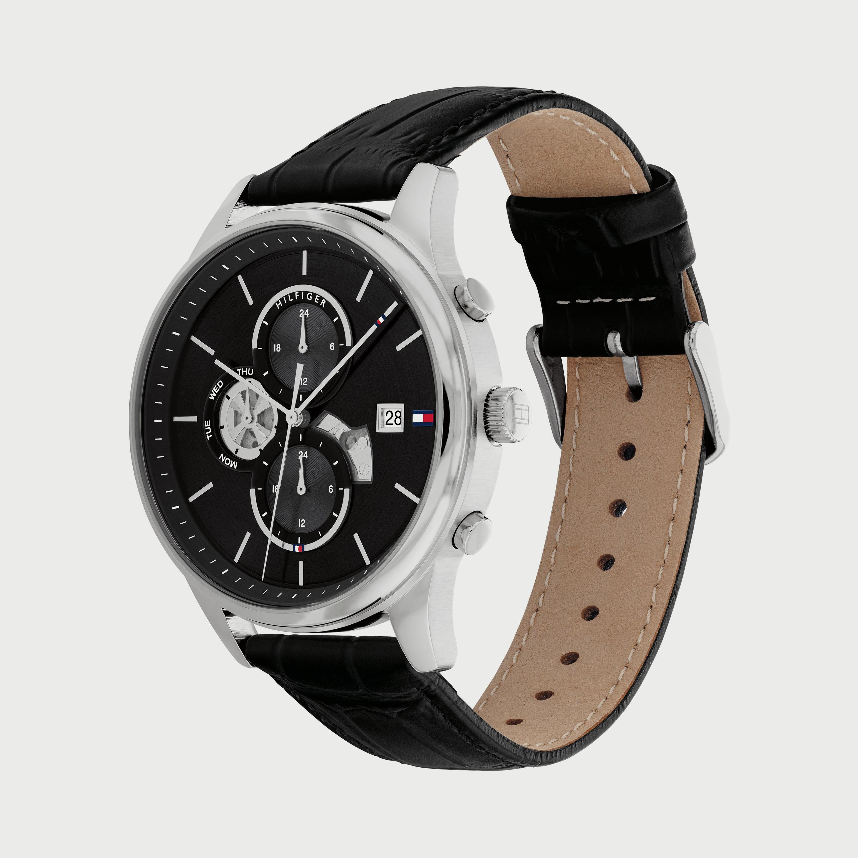 ساعة كرونوغراف للرجال 44 ملم بلون أسود بسوار جلدي من تومي هيلفيغر 1710502-men-watchesandjewellery-watches-image-2