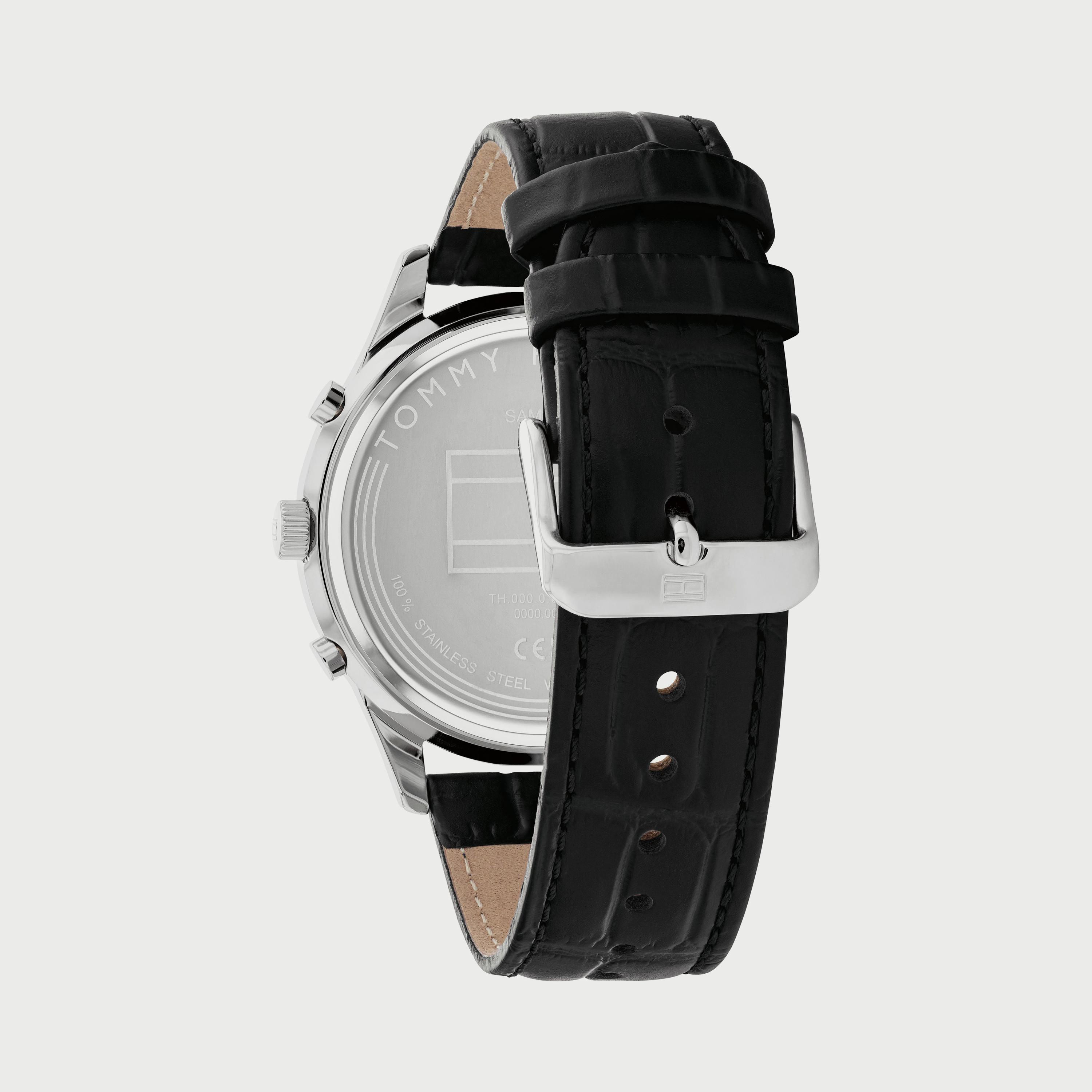 ساعة كرونوغراف للرجال 44 ملم بلون أسود بسوار جلدي من تومي هيلفيغر 1710502-men-watchesandjewellery-watches-image-3