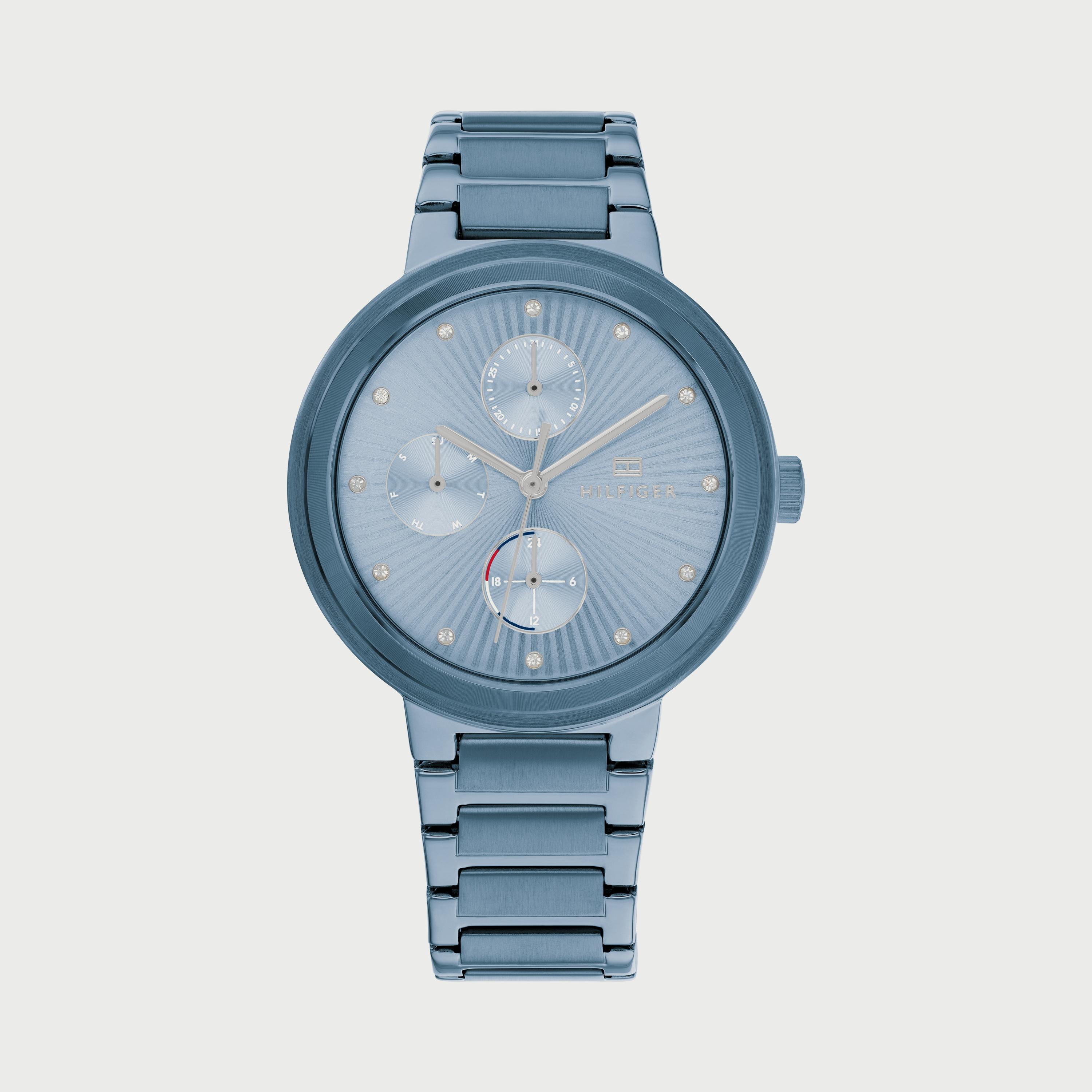 Buy Tommy Hilfiger Women's 36 MM Blue Chronograph Stainless Steel Strap ...