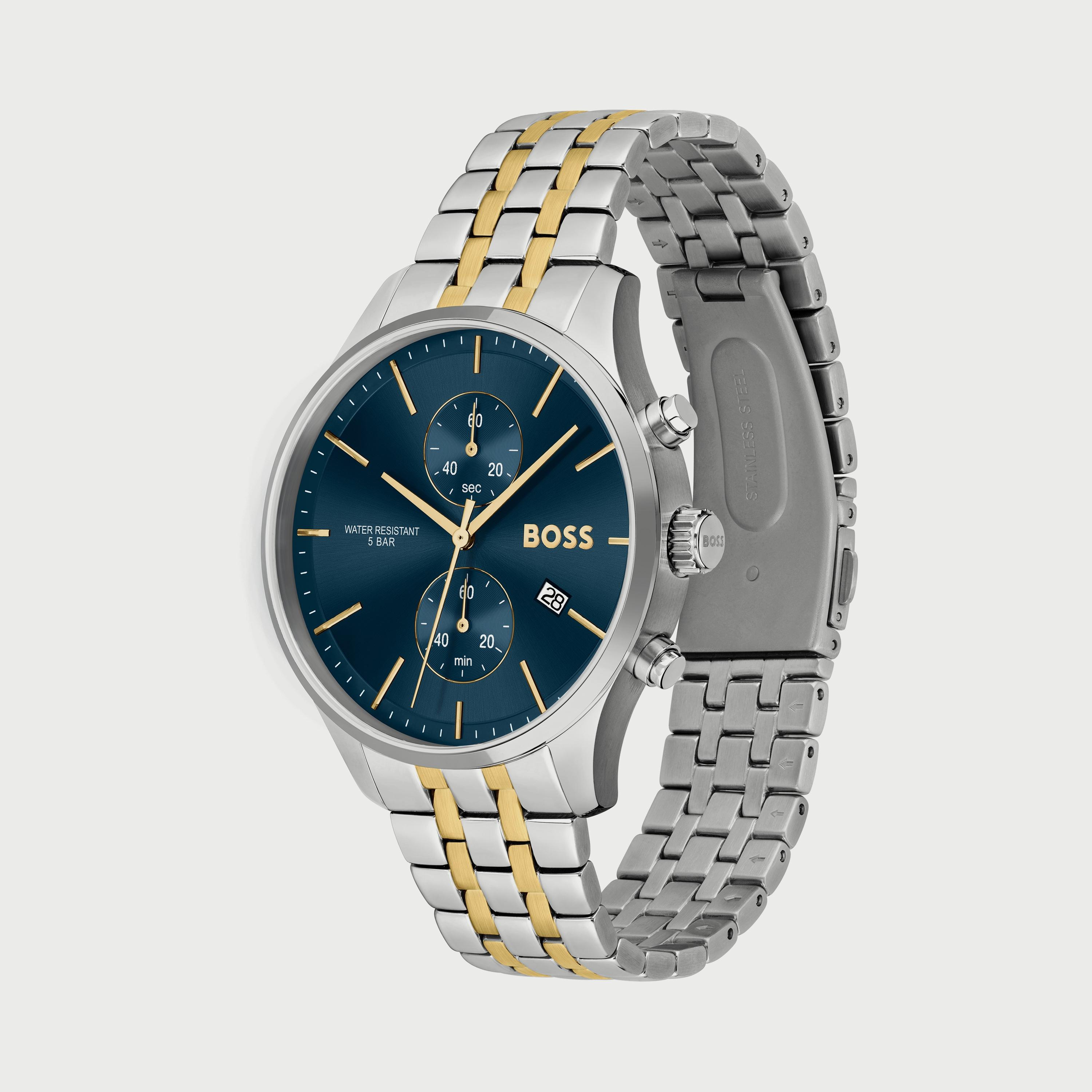 ساعة كرونوغراف للرجال 42 ملم بلون فضي وذهبي بسوار ستانلس ستيل من هيوغو بوس 1513976-men-watchesandjewellery-watches-image-2