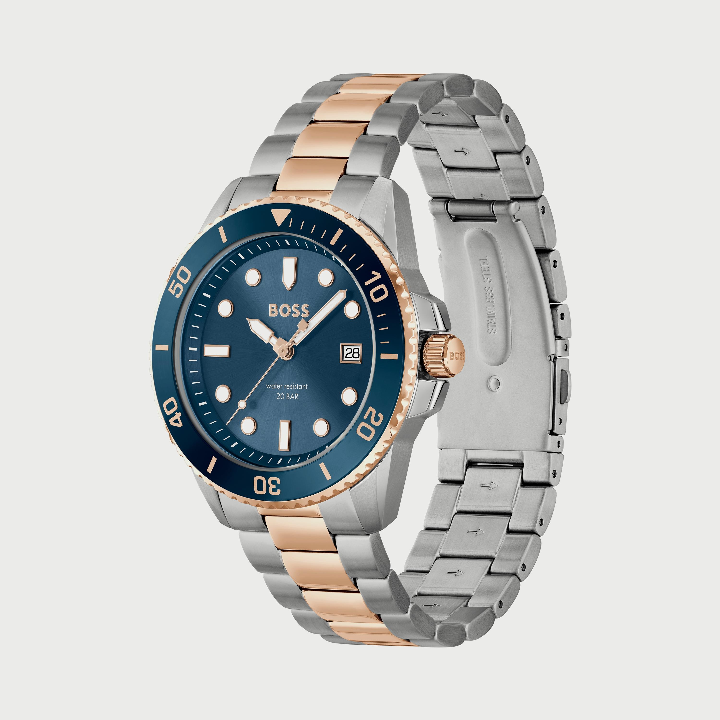 Hugo boss silver best sale and rose gold watch