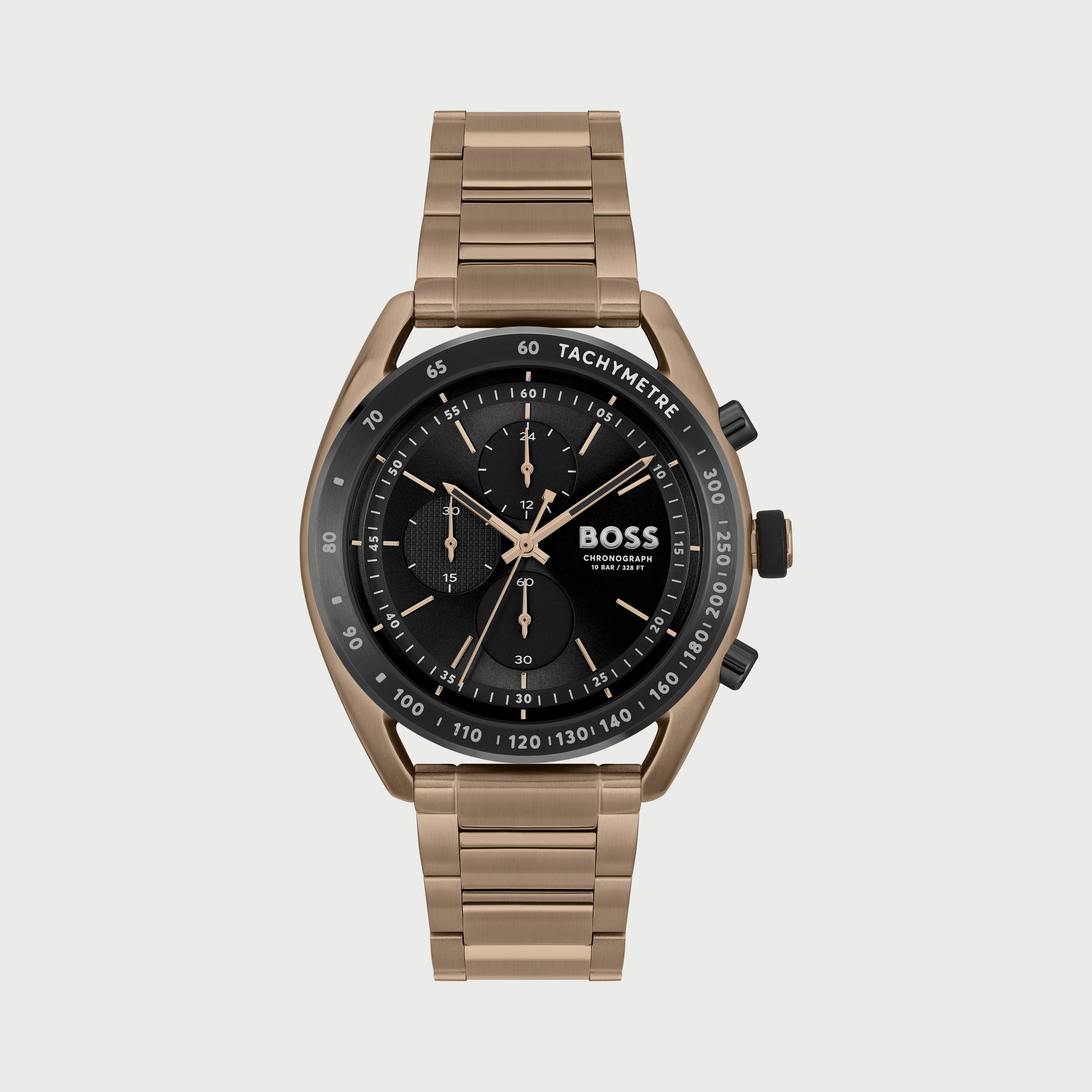 ساعة كرونوغراف للرجال 44 ملم بلون بني بسوار ستانلس ستيل من هيوغو بوس 1514027-men-watchesandjewellery-watches-image-1
