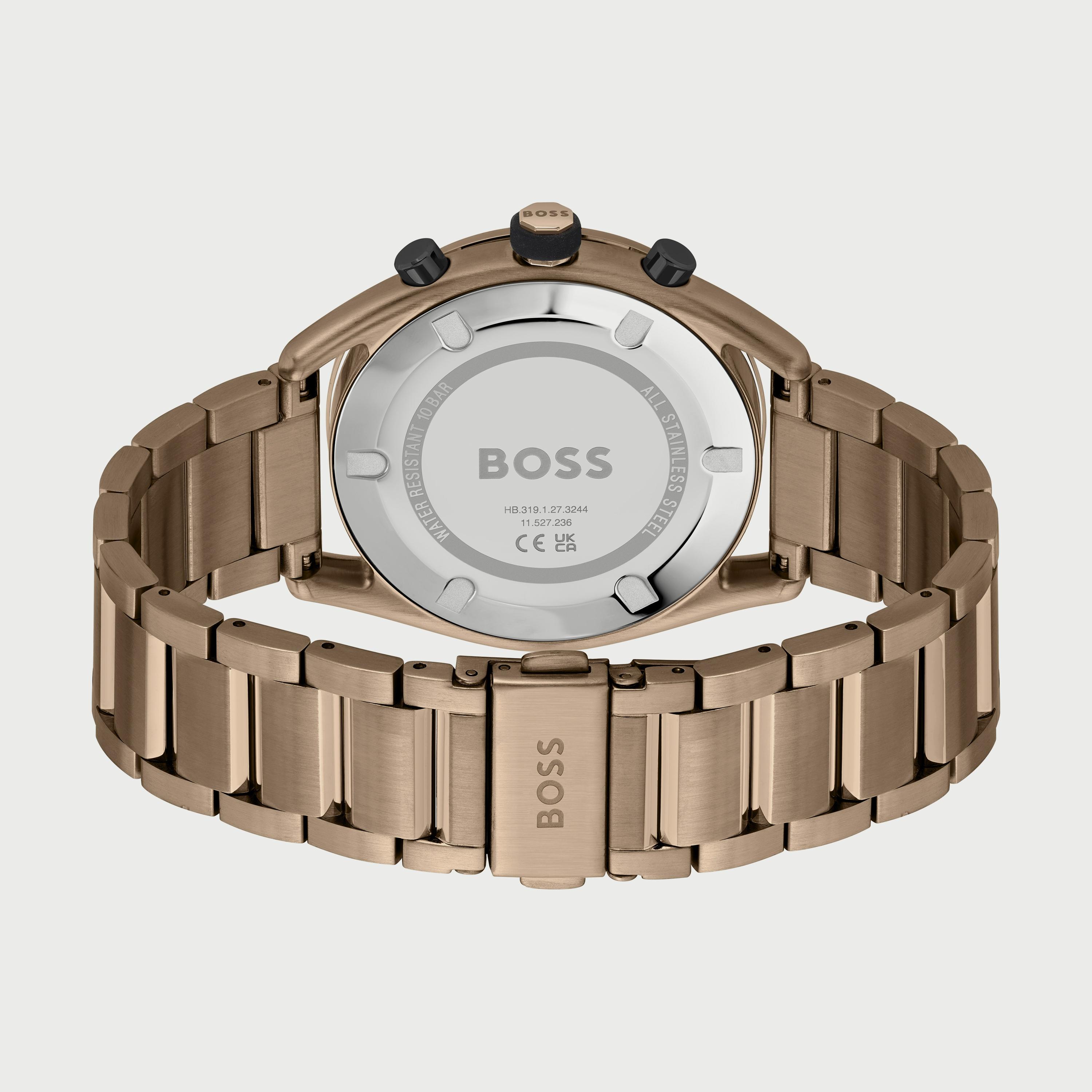 ساعة كرونوغراف للرجال 44 ملم بلون بني بسوار ستانلس ستيل من هيوغو بوس 1514027-men-watchesandjewellery-watches-image-3