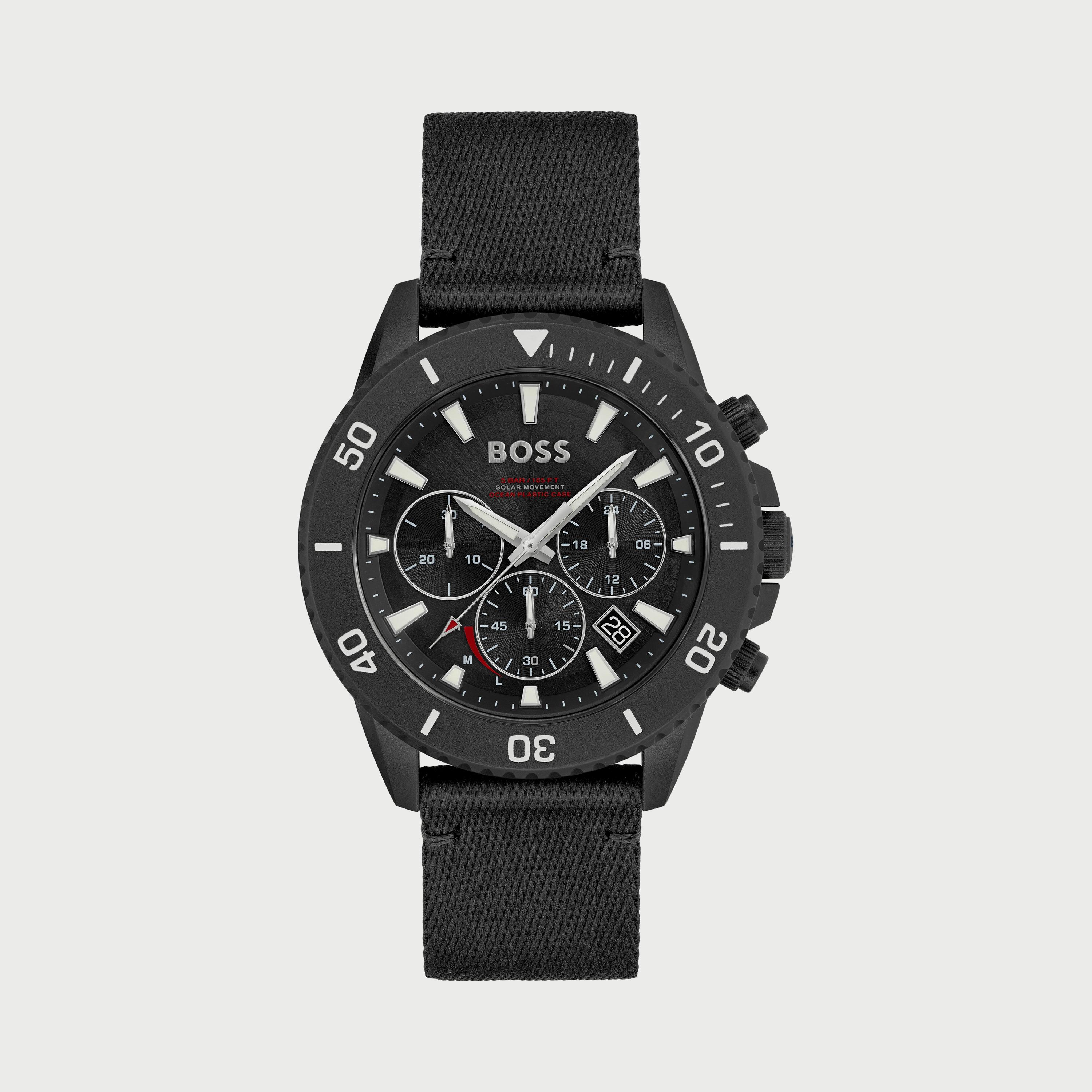 ساعة كرونوغراف للرجال 45 ملم بلون أسود بسوار النايلون من هيوغو بوس 1513918-men-watchesandjewellery-watches-image-1
