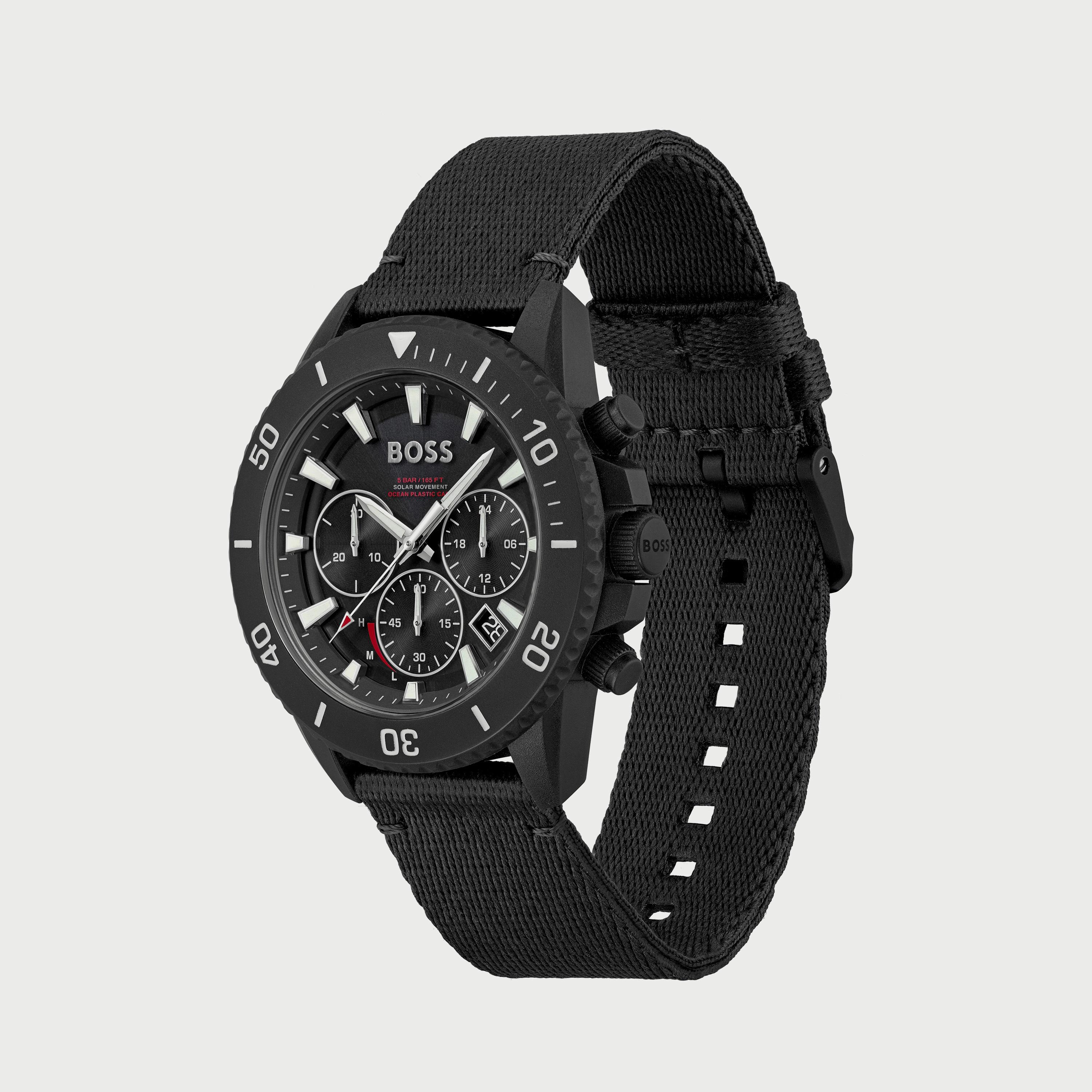 ساعة كرونوغراف للرجال 45 ملم بلون أسود بسوار النايلون من هيوغو بوس 1513918-men-watchesandjewellery-watches-image-2