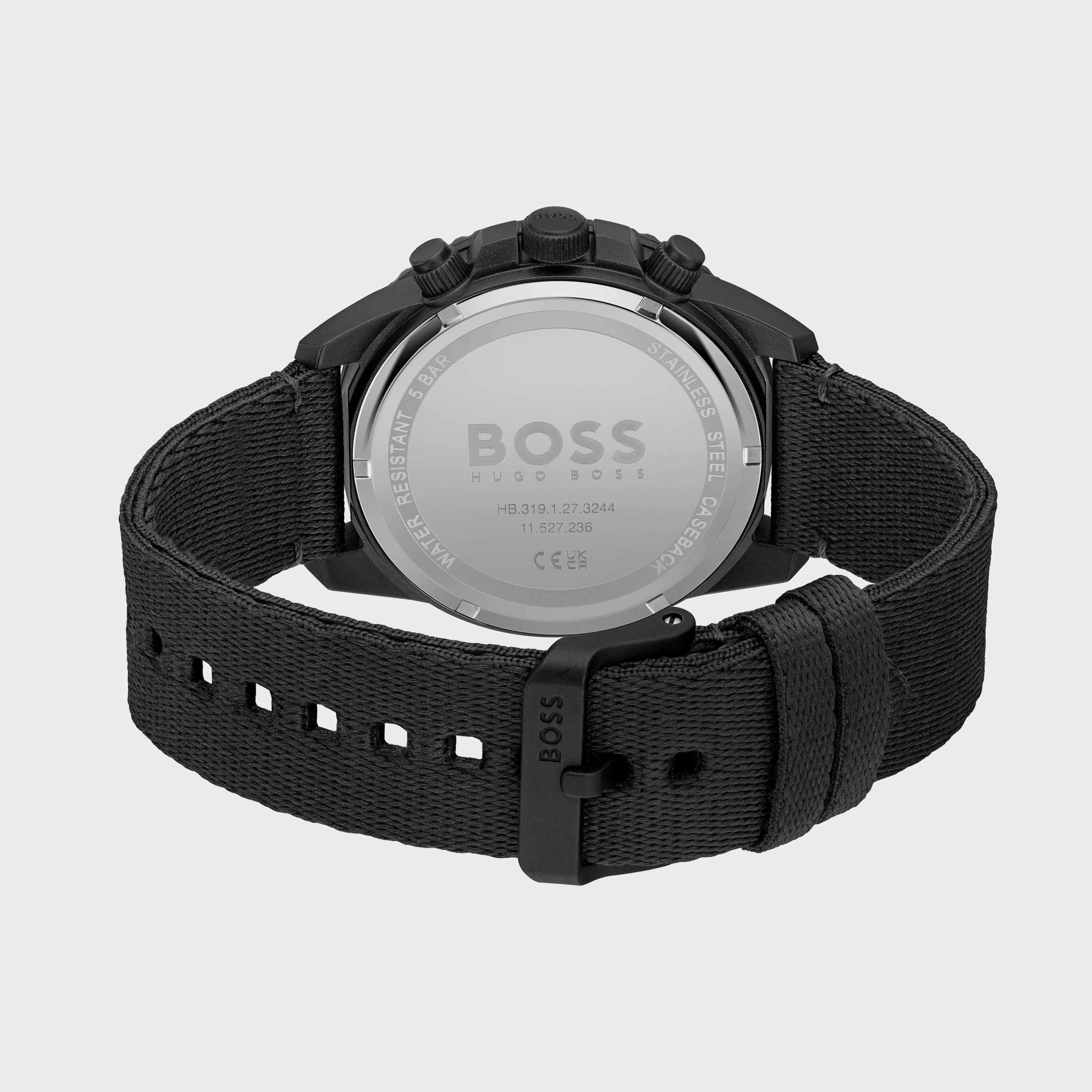 ساعة كرونوغراف للرجال 45 ملم بلون أسود بسوار النايلون من هيوغو بوس 1513918-men-watchesandjewellery-watches-image-3