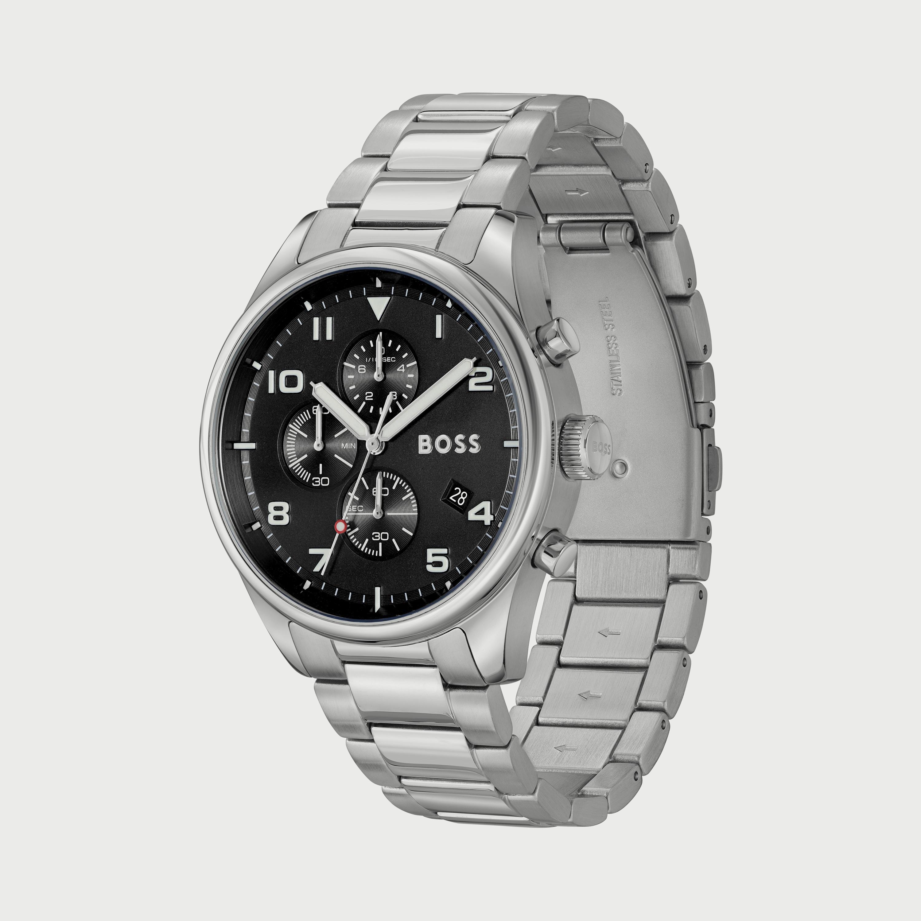 ساعة كرونوغراف للرجال 44 ملم بلون فضي بسوار ستانلس ستيل من هيوغو بوس 1514008-men-watchesandjewellery-watches-image-2