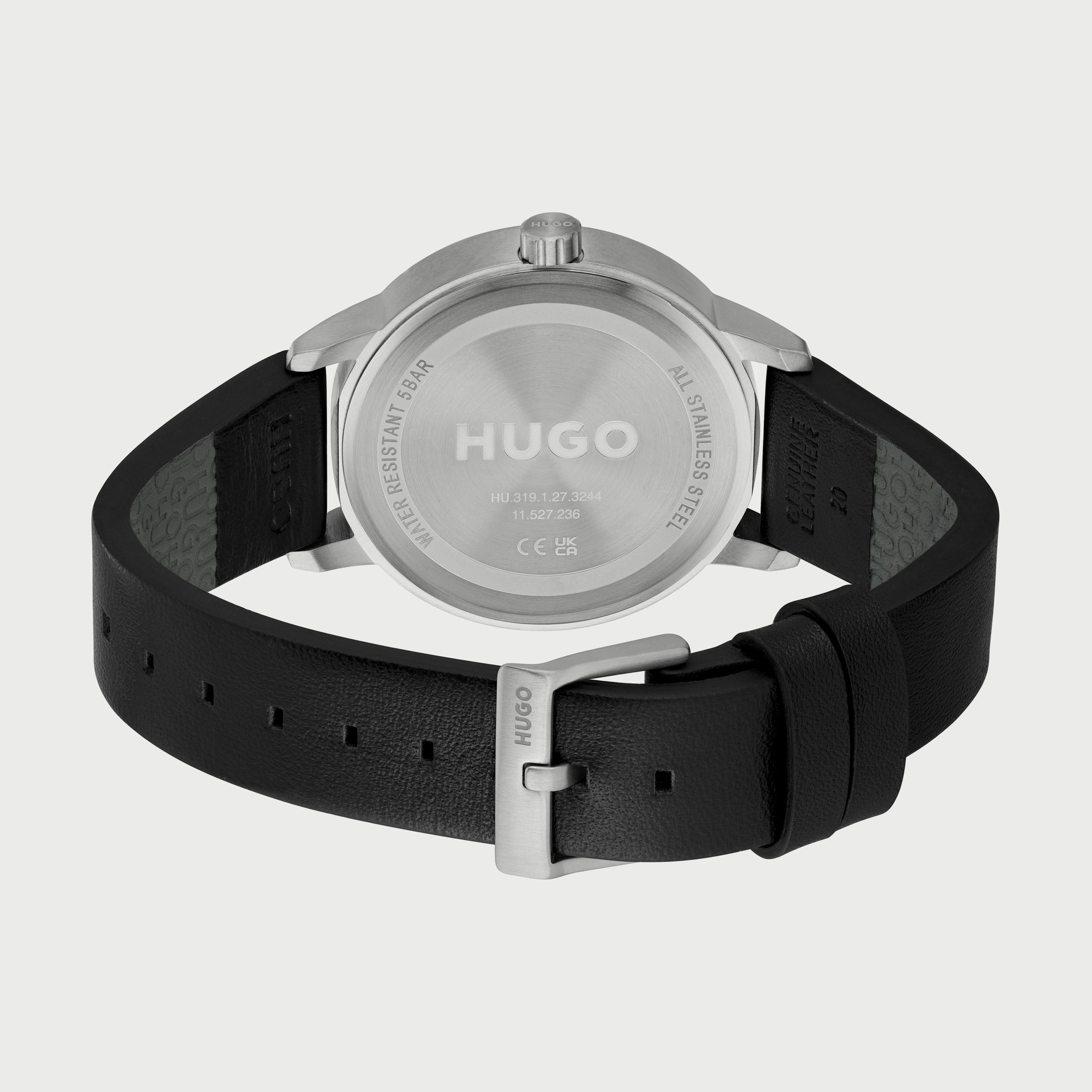 ساعة كرونوغراف للرجال 42 ملم بلون أسود بسوار جلدي من هيوغو بوس 1530263-men-watchesandjewellery-watches-image-3