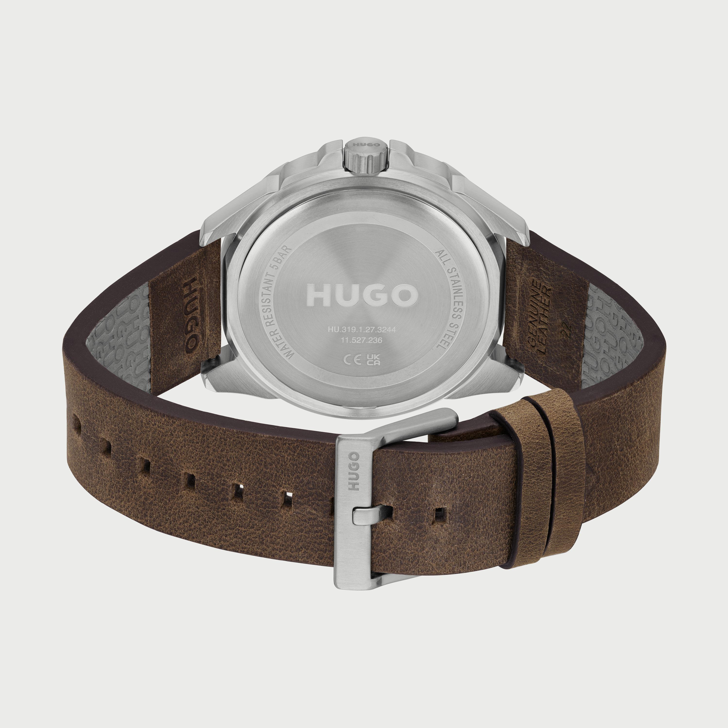 ساعة كرونوغراف للرجال 44 ملم بلون بني بسوار جلدي من هيوغو بوس 1530285-men-watchesandjewellery-watches-image-3