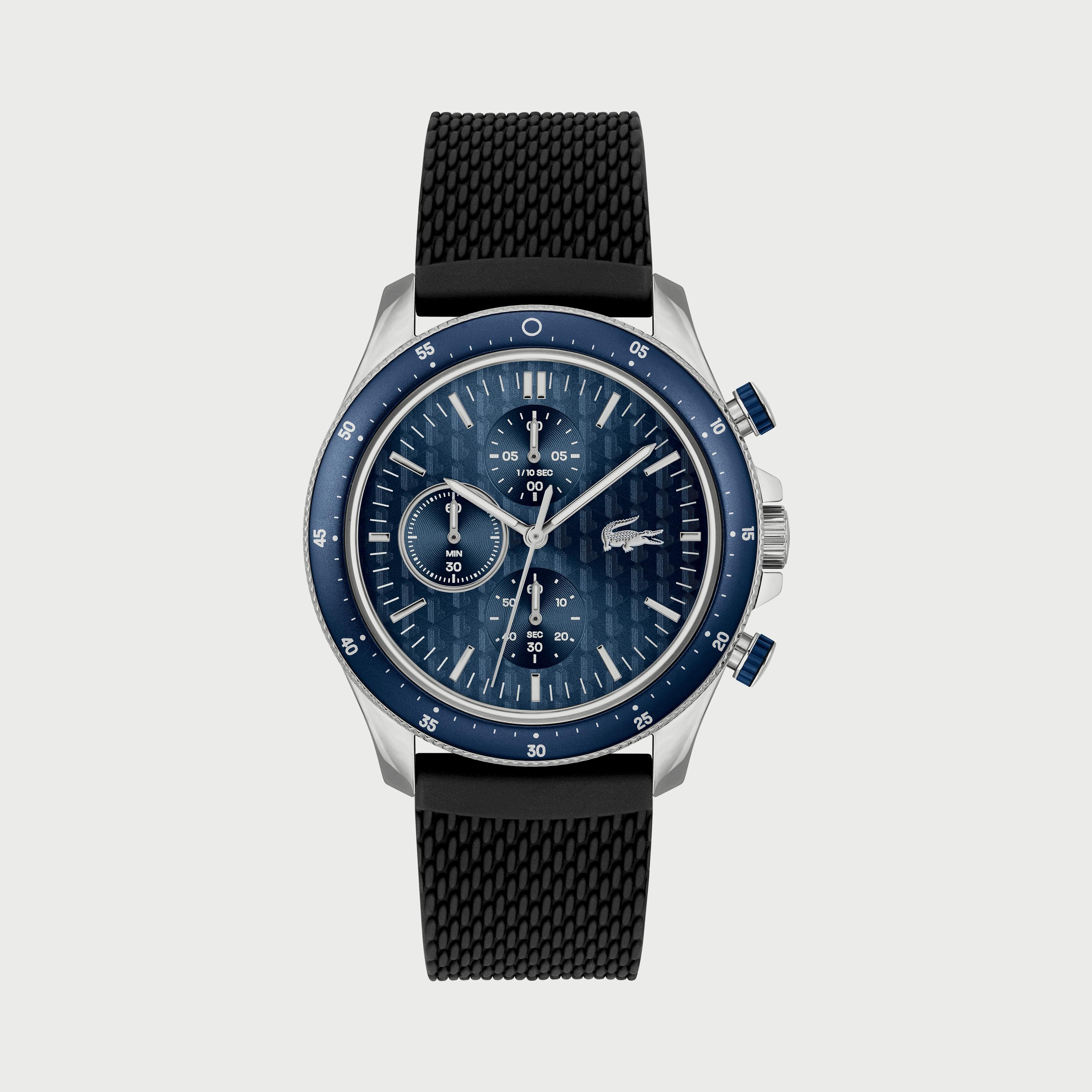 ساعة كرونوغراف للرجال 43 ملم بلون أسود بسوار السليكون من لاكوست 2011252-men-watchesandjewellery-watches-image-1