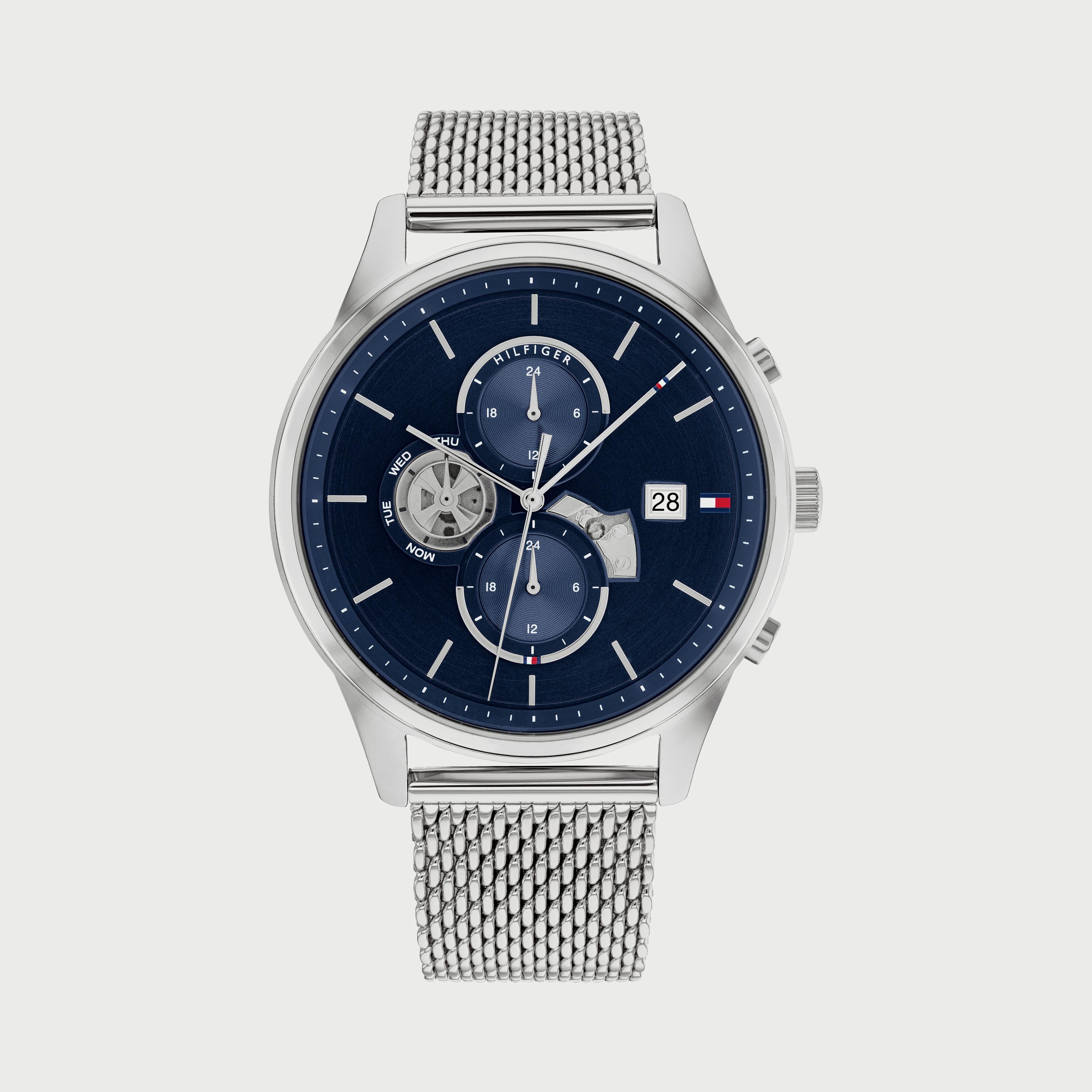 ساعة كرونوغراف للرجال 44 ملم بلون فضي بسوار ستانلس ستيل من تومي هيلفيغر 1710504-men-watchesandjewellery-watches-image-1