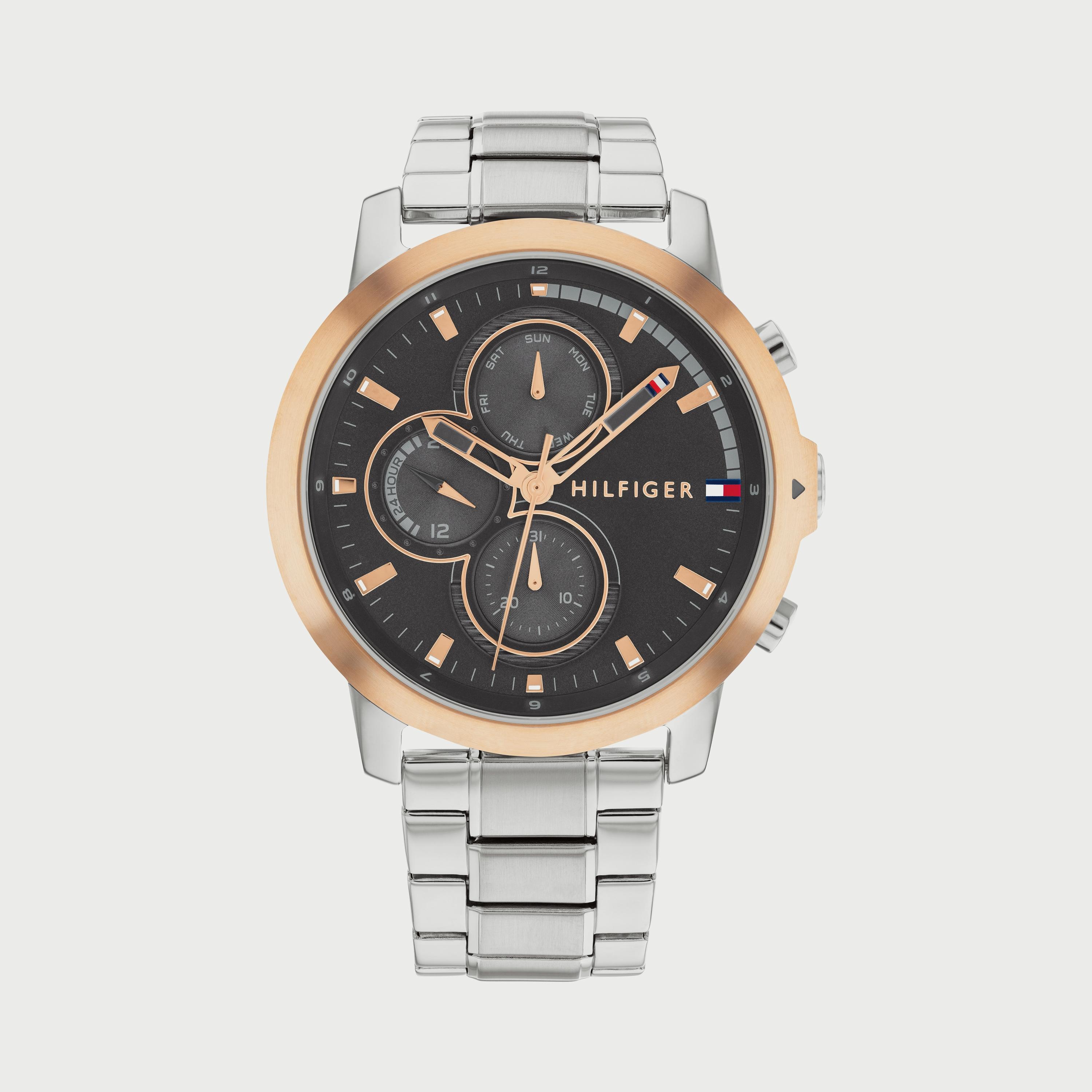 ساعة كرونوغراف للرجال 46 ملم بلون فضي بسوار ستانلس ستيل من تومي هيلفيغر 1792050-men-watchesandjewellery-watches-image-1