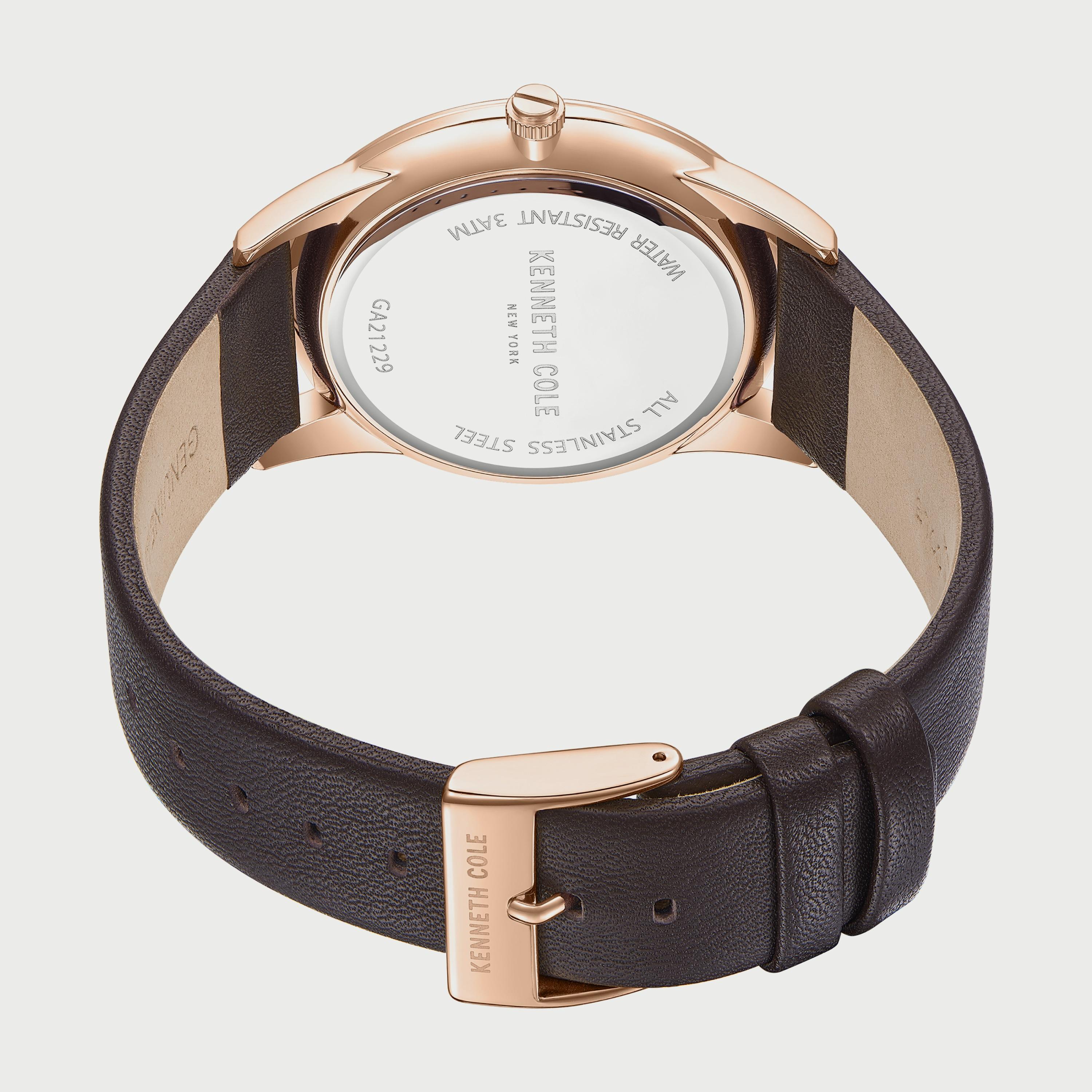 ساعة أنالوج للرجال 43 ملم بسوار جلدي بني من كينيث كول KCWGA2122904-men-watchesandjewellery-watches-image-3