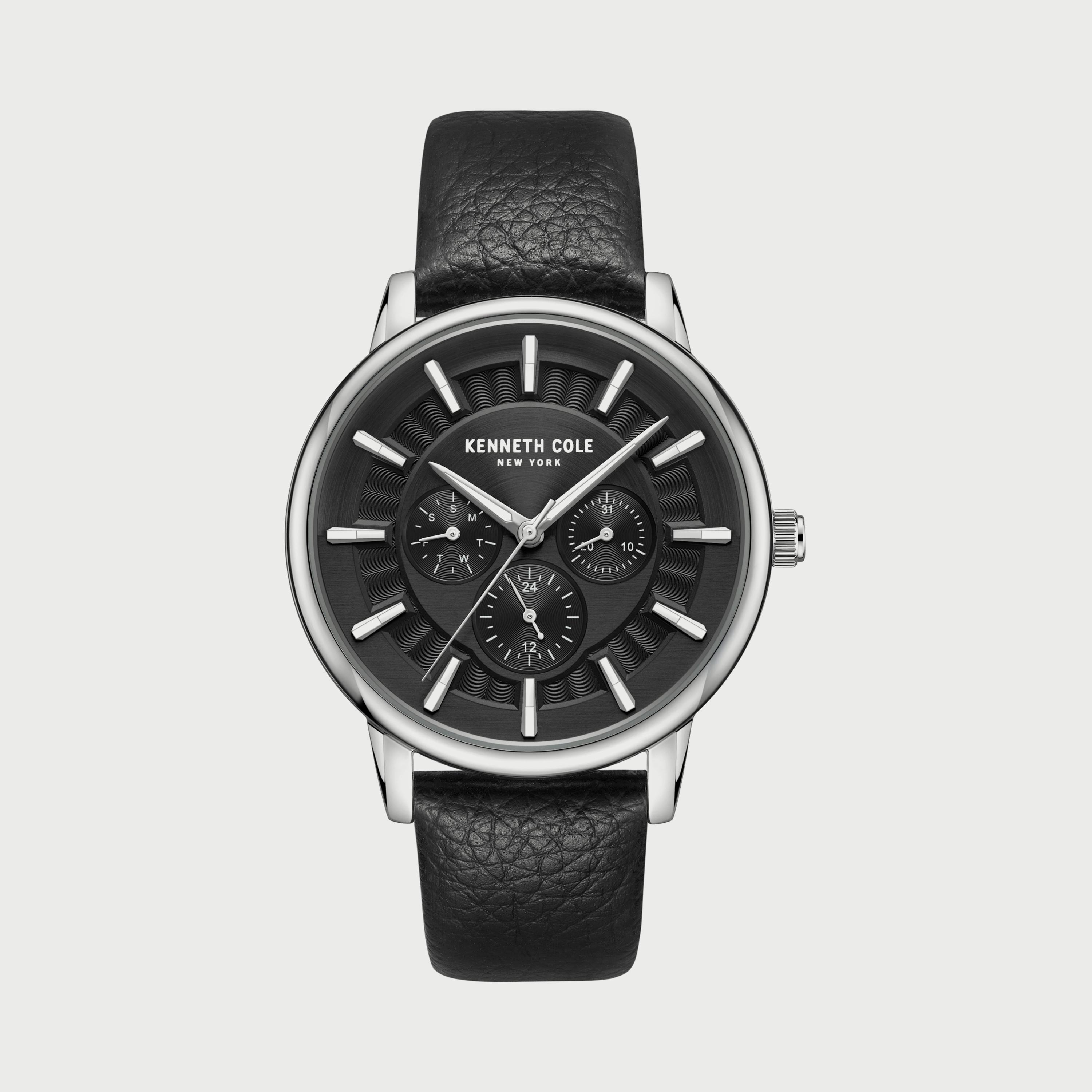 ساعة أنالوج للرجال 42 ملم بلون أسود بسوار جلدي من كينيث كول KCWGF0015605-men-watchesandjewellery-watches-image-1
