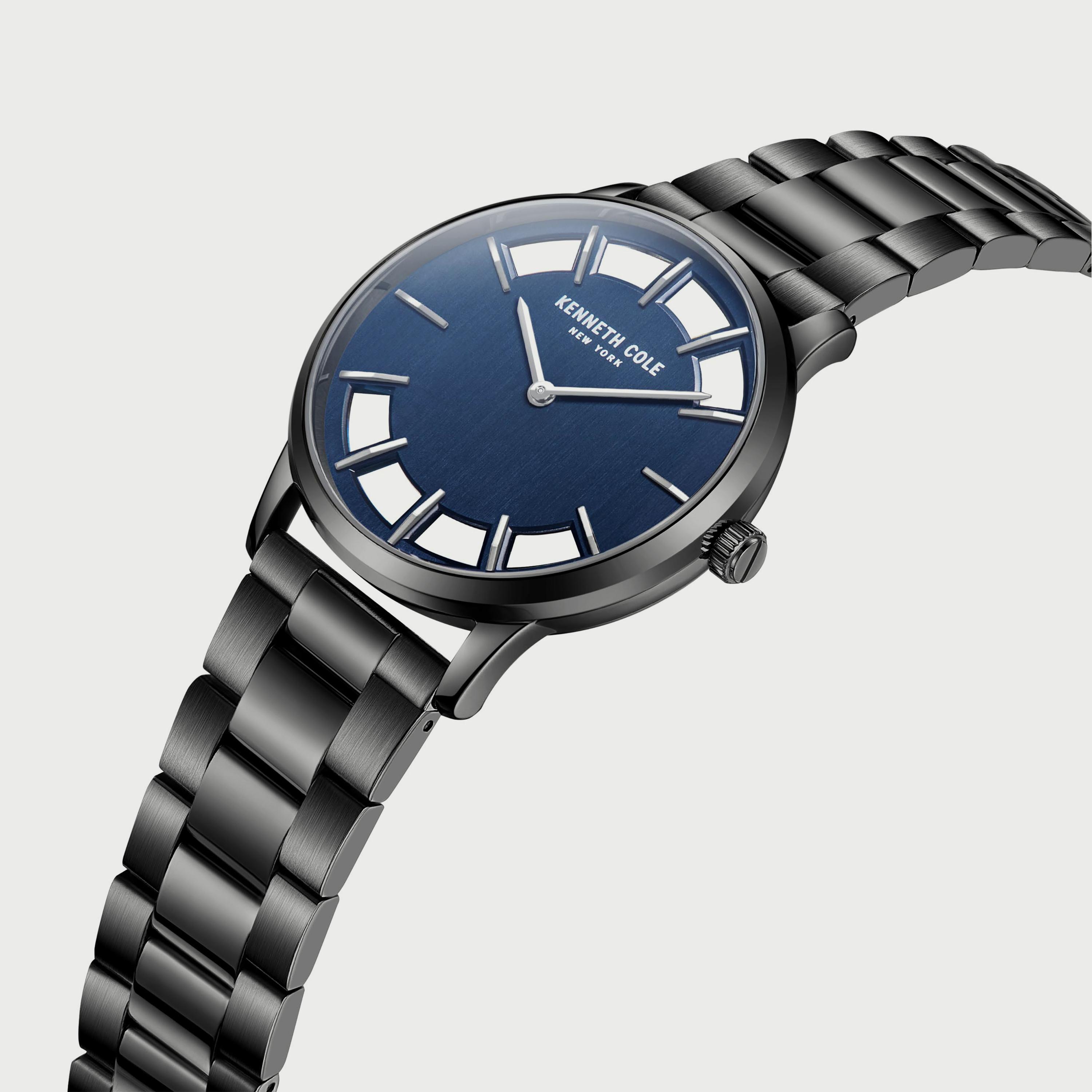 ساعة أنالوج للرجال 42 ملم بلون أسود بسوار ستانلس ستيل من كينيث كول KCWGG2221001-men-watchesandjewellery-watches-image-2