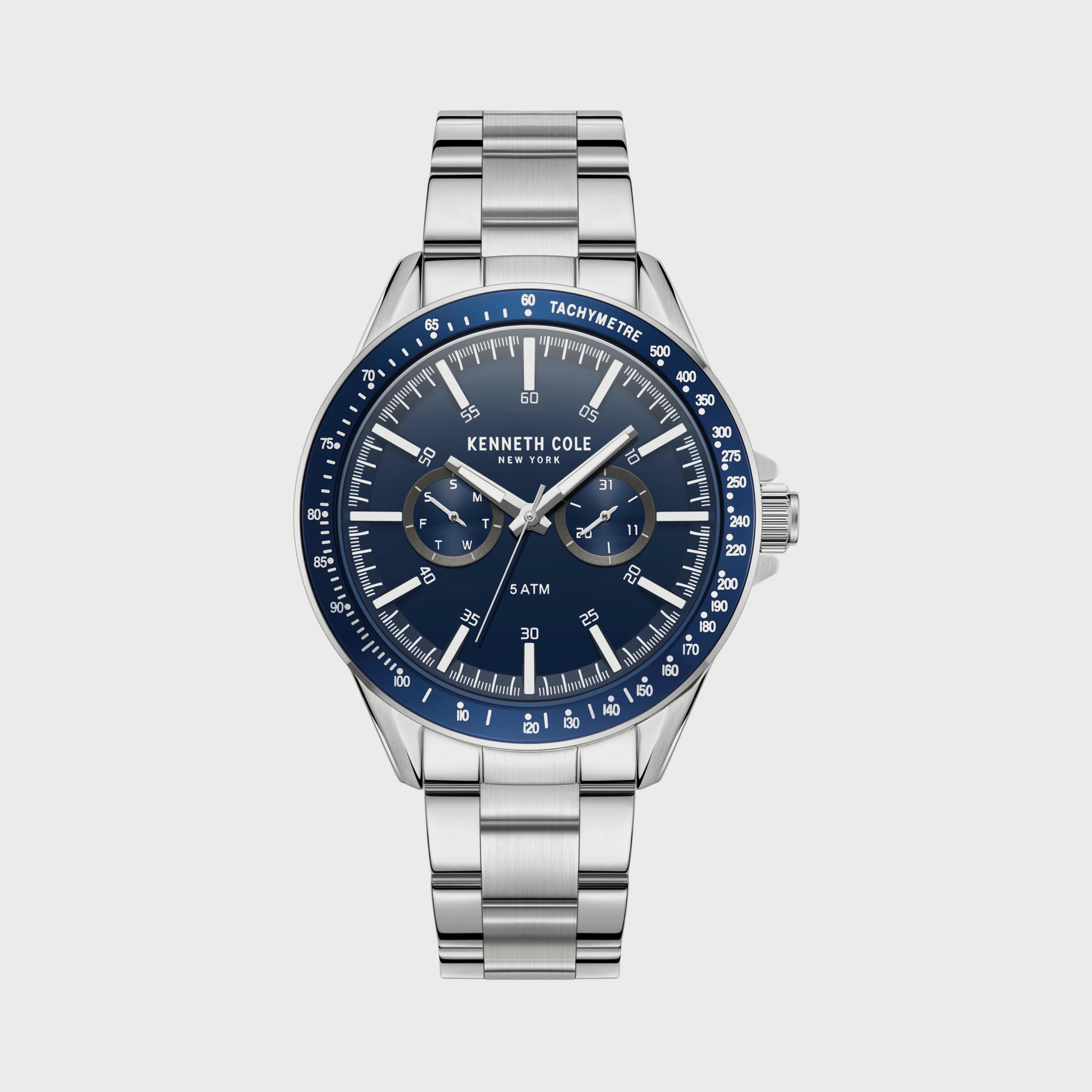 ساعة كرونوغراف للرجال 43 ملم بلون فضي بسوار ستانلس ستيل من كينيث كول KCWGK2222102-men-watchesandjewellery-watches-image-1