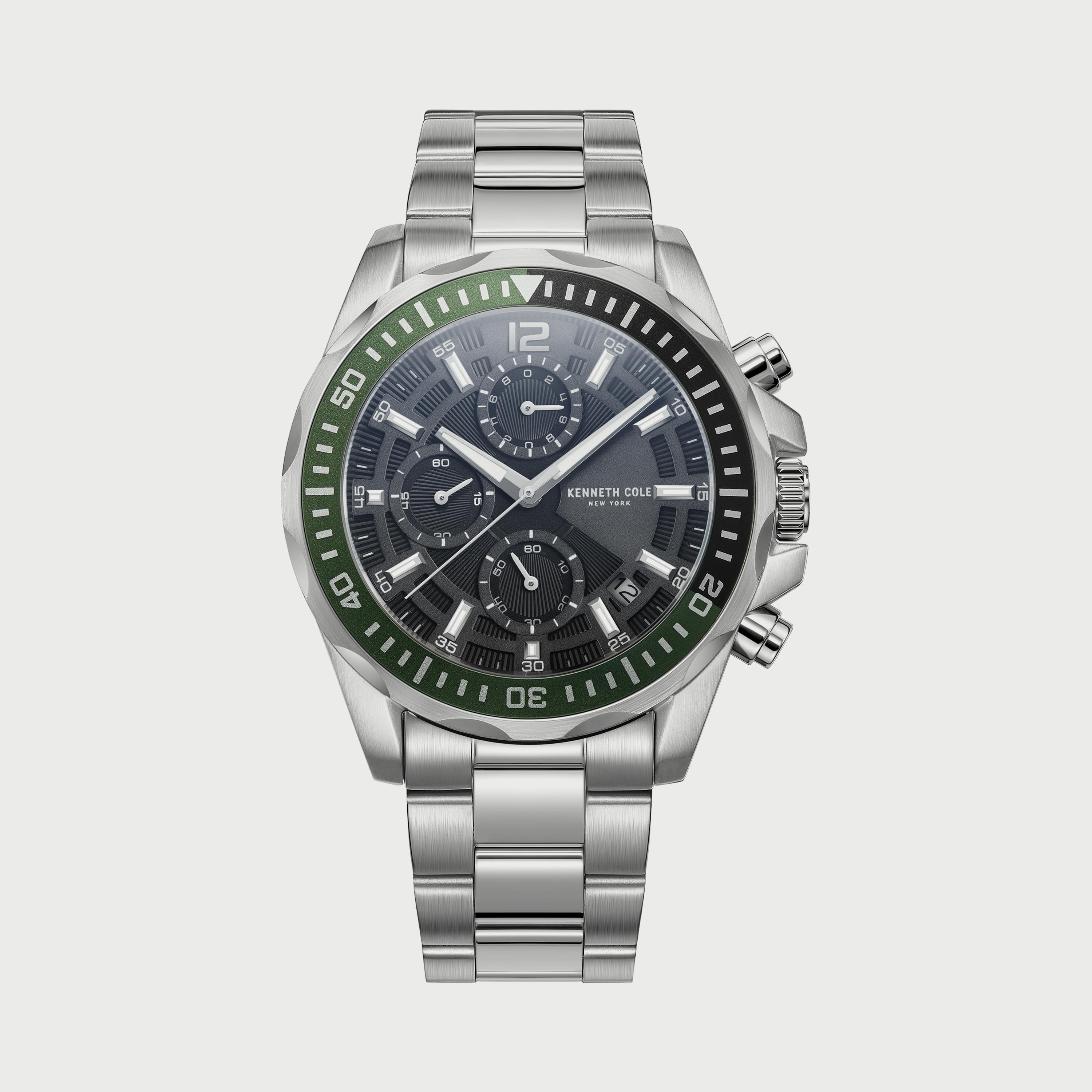 ساعة كرونوغراف للرجال 43 ملم بلون فضي بسوار ستانلس ستيل من كينيث كول KCWGK2222202-men-watchesandjewellery-watches-image-1