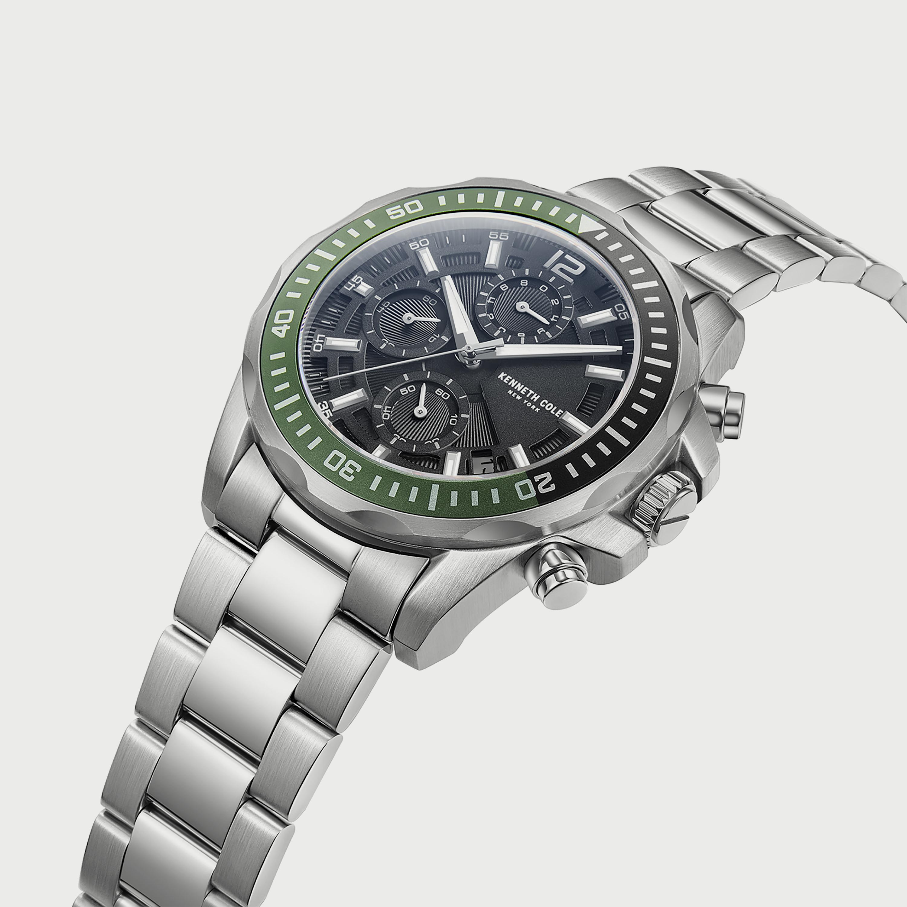 ساعة كرونوغراف للرجال 43 ملم بلون فضي بسوار ستانلس ستيل من كينيث كول KCWGK2222202-men-watchesandjewellery-watches-image-2