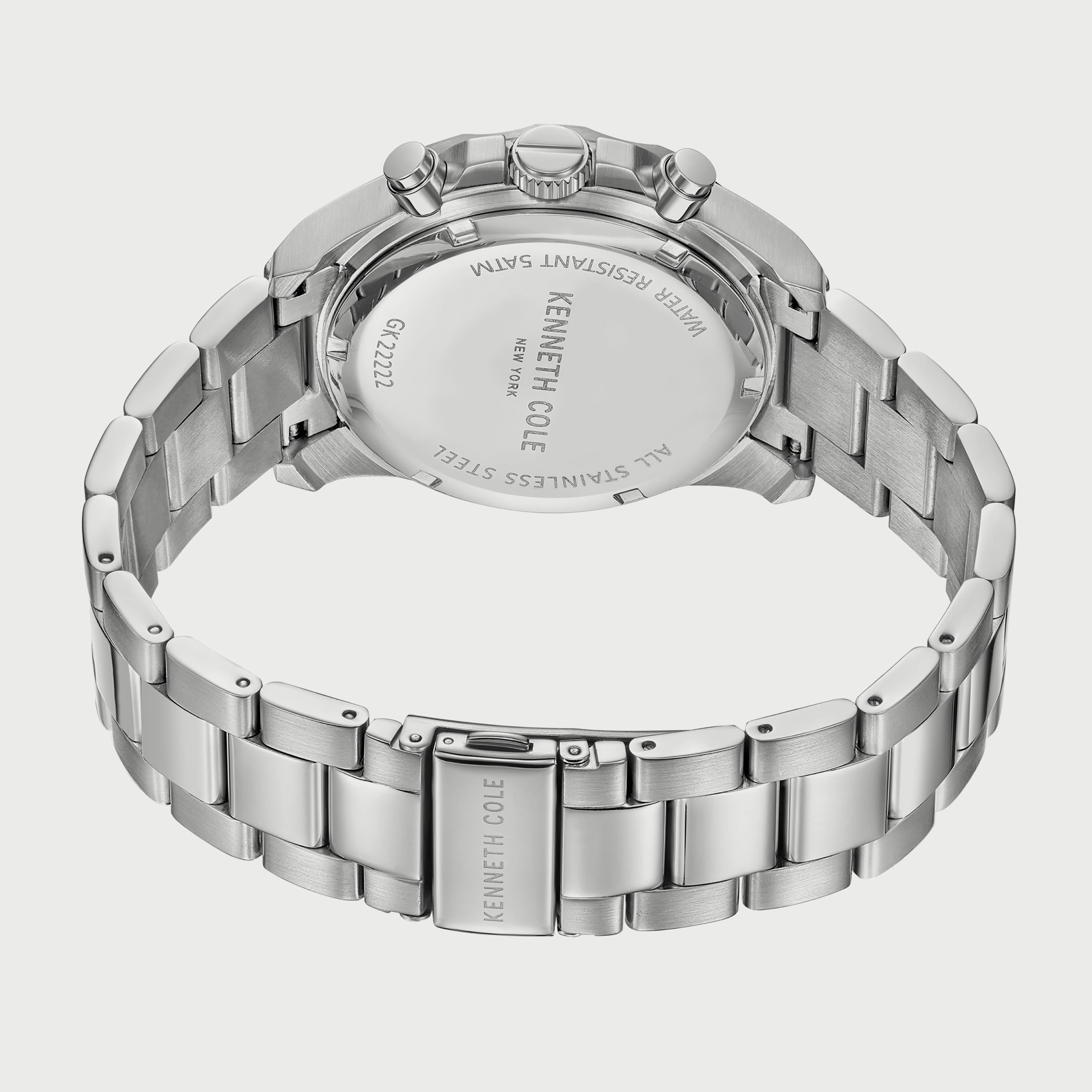 ساعة كرونوغراف للرجال 43 ملم بلون فضي بسوار ستانلس ستيل من كينيث كول KCWGK2222202-men-watchesandjewellery-watches-image-3