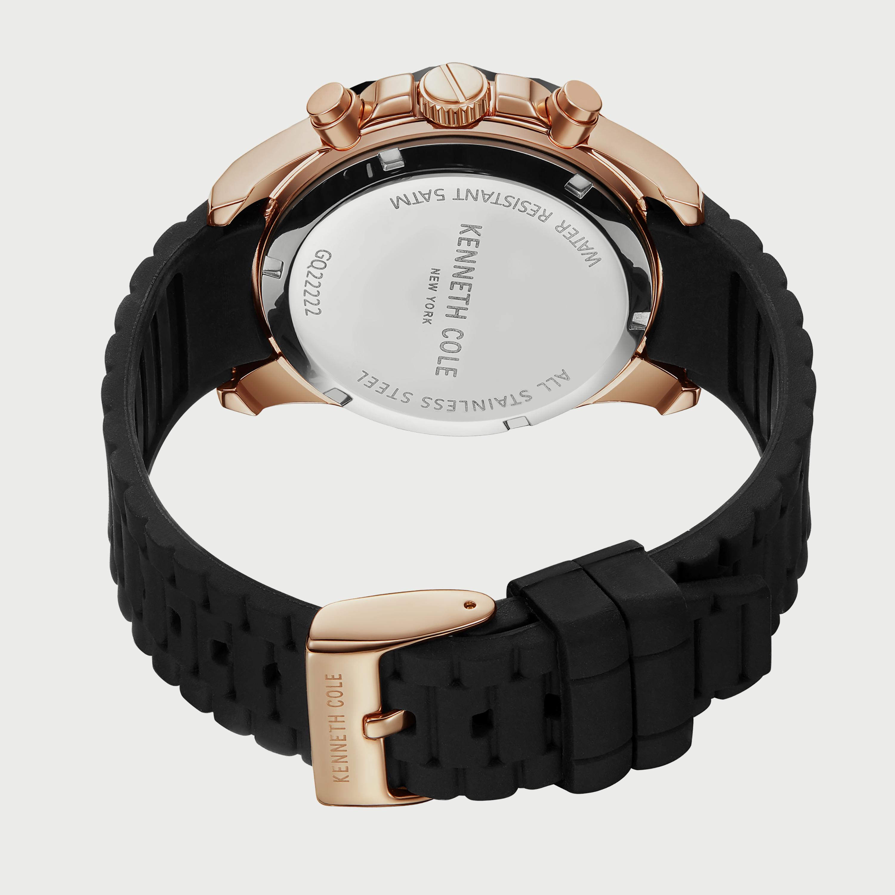 ساعة كرونوغراف للرجال 43 ملم بلون أسود بسوار سليكون من كينيث كول KCWGQ2222204-men-watchesandjewellery-watches-image-3