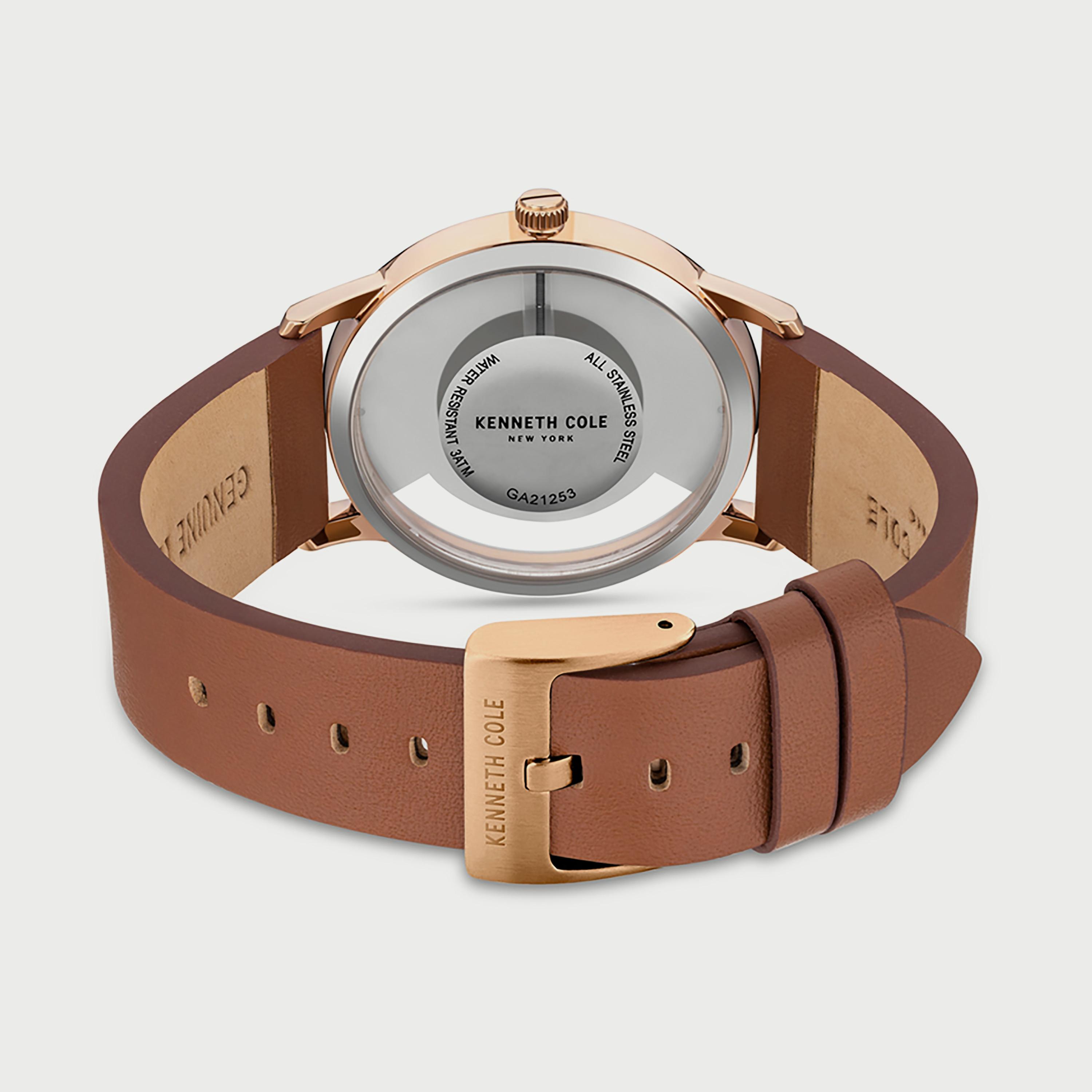 ساعة أنالوج للرجال 42 ملم بسوار جلدي بني من كينيث كول KCWGA2125301-men-watchesandjewellery-watches-image-3