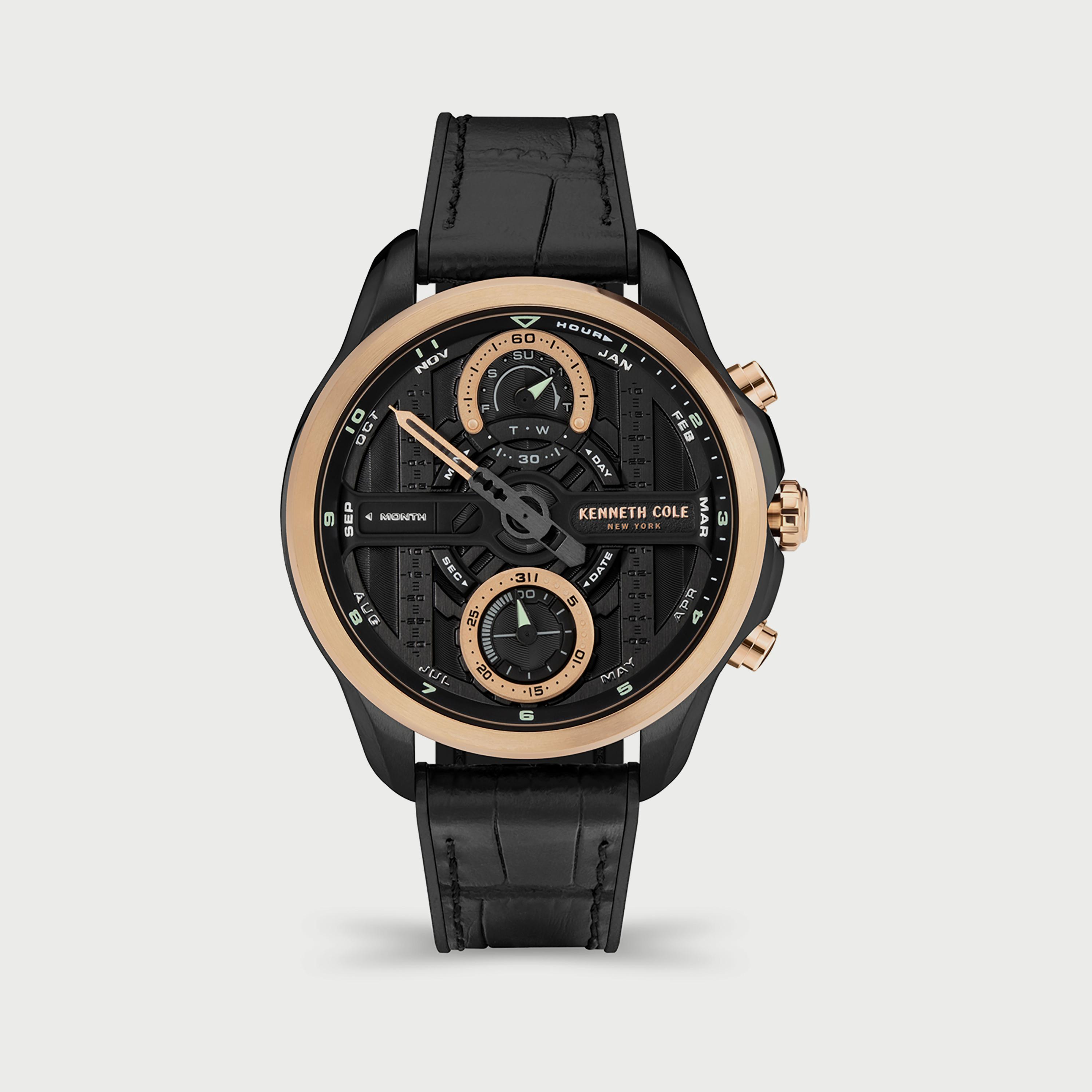 Kenneth cole black hot sale and gold watch