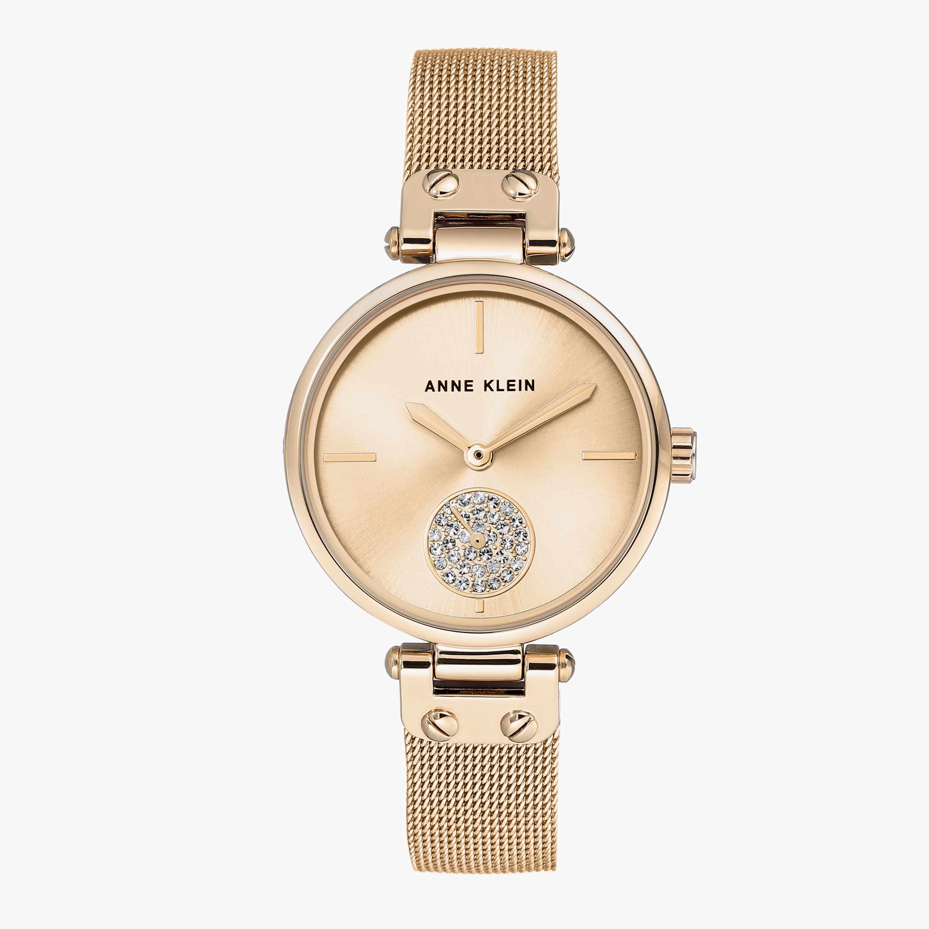 ساعة أنالوج ذهبية بسوار ستانلس ستيل من آن كلاين AK3000CHGB-women-watchesandjewellery-watches-image-1