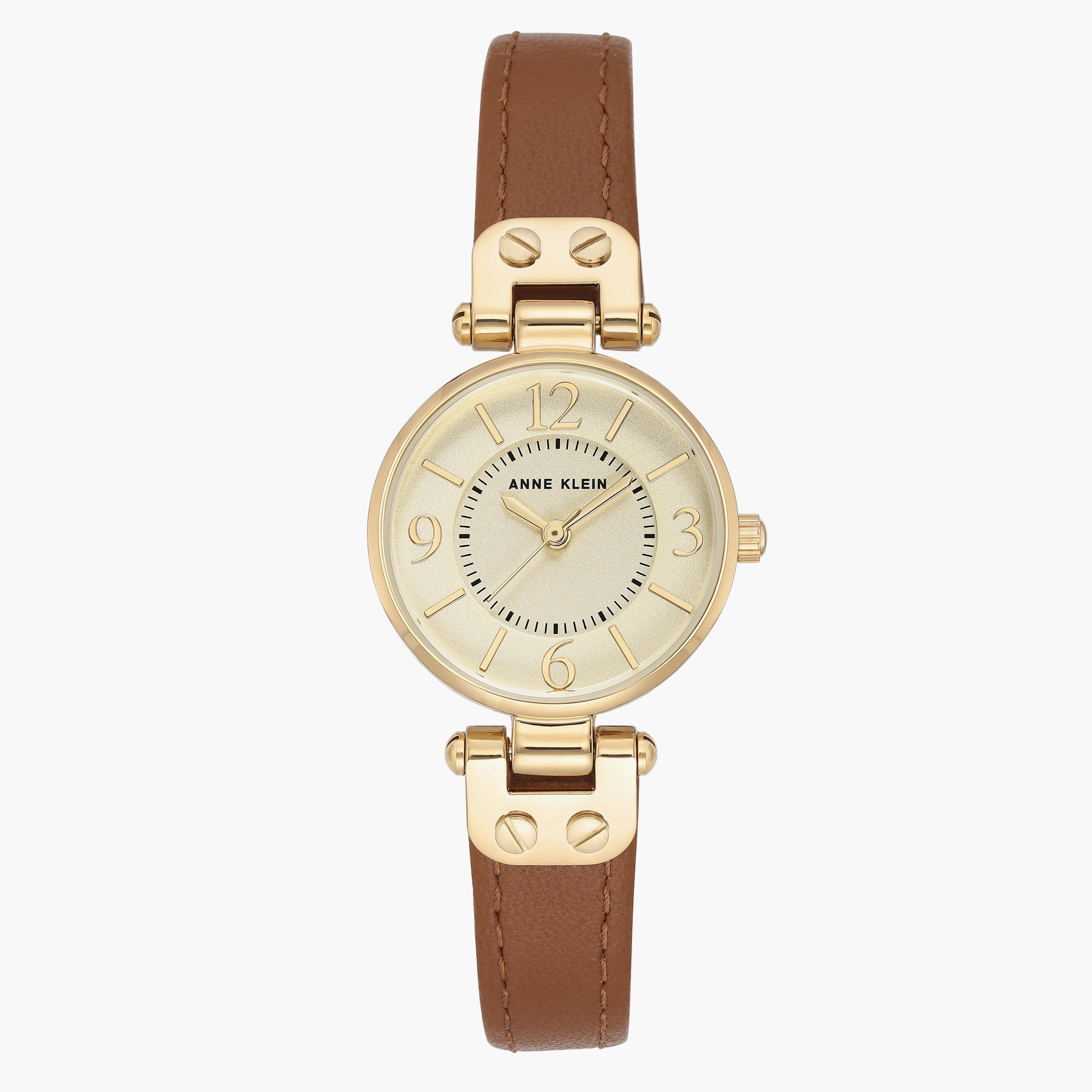 ساعة أنالوج من آن كلاين ذات اللون البني بسوار جلدي 109442CHHY-women-watchesandjewellery-watches-image-1
