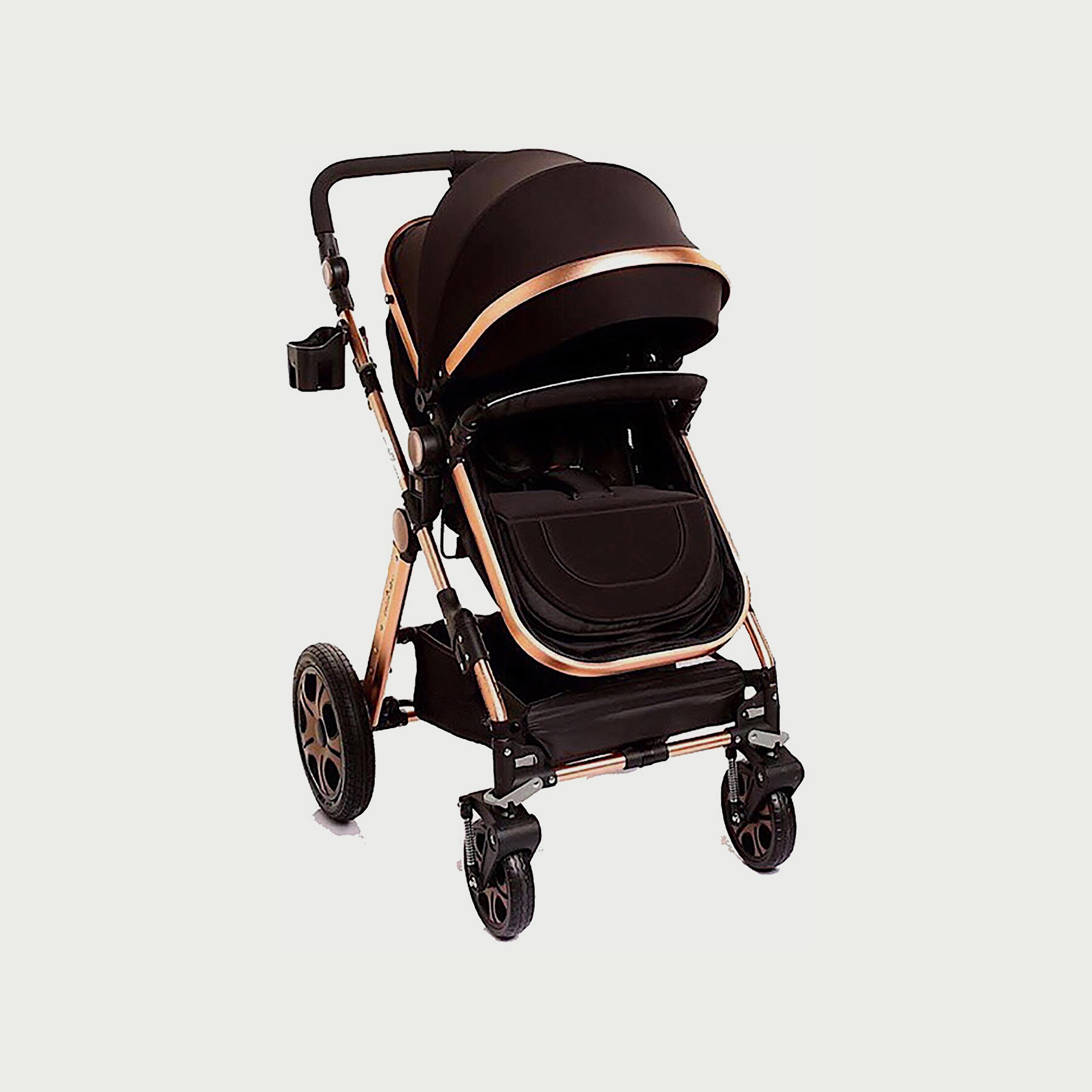 Pikkabo 3 in 1 Luxury Pram Stroller, Black-baby-gear-strollersandprams-strollers-image-1