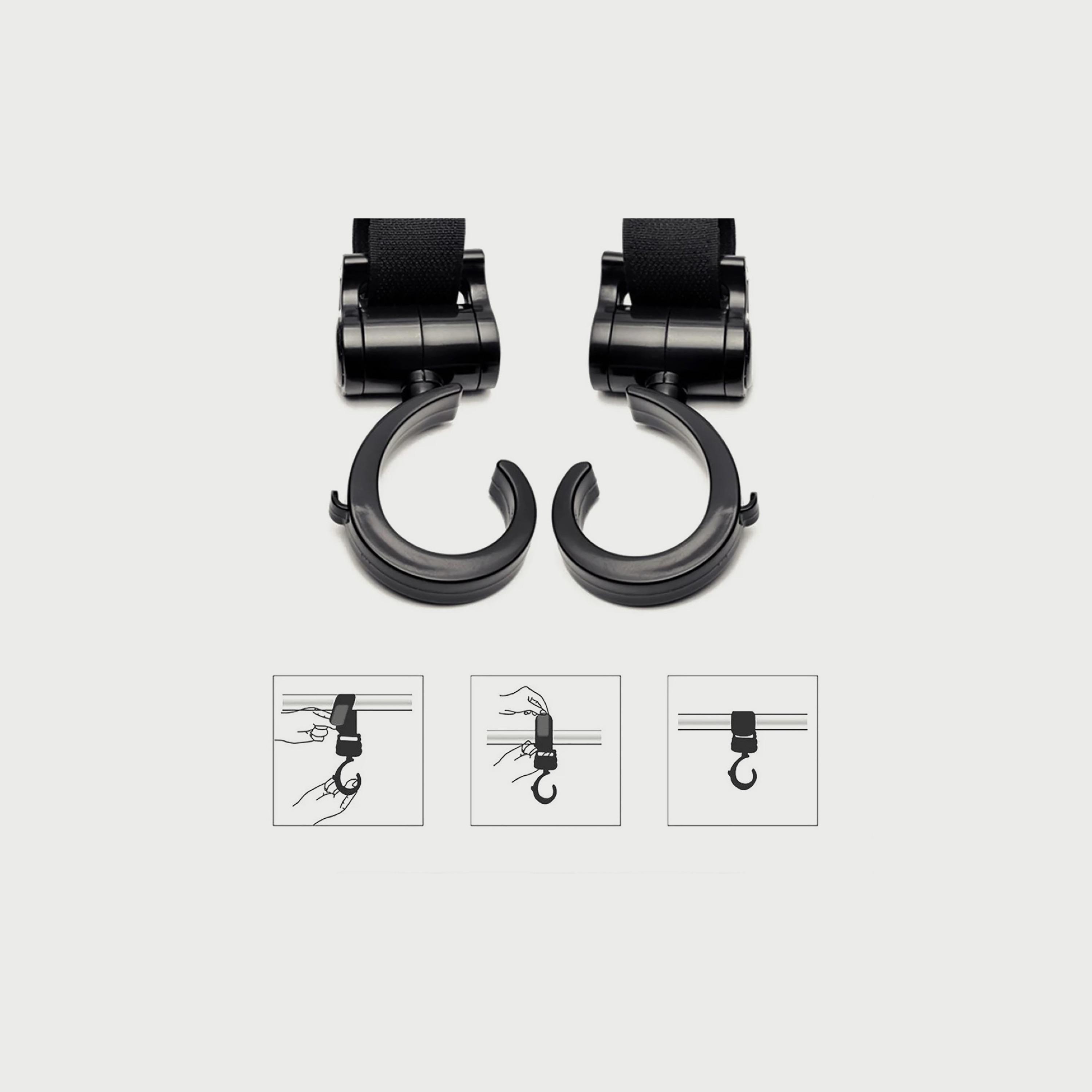 Pikkaboo 2-Piece Multi Purpose 360 Swivel Hooks, Black-baby-gear-strollersandprams-accessories-image-4