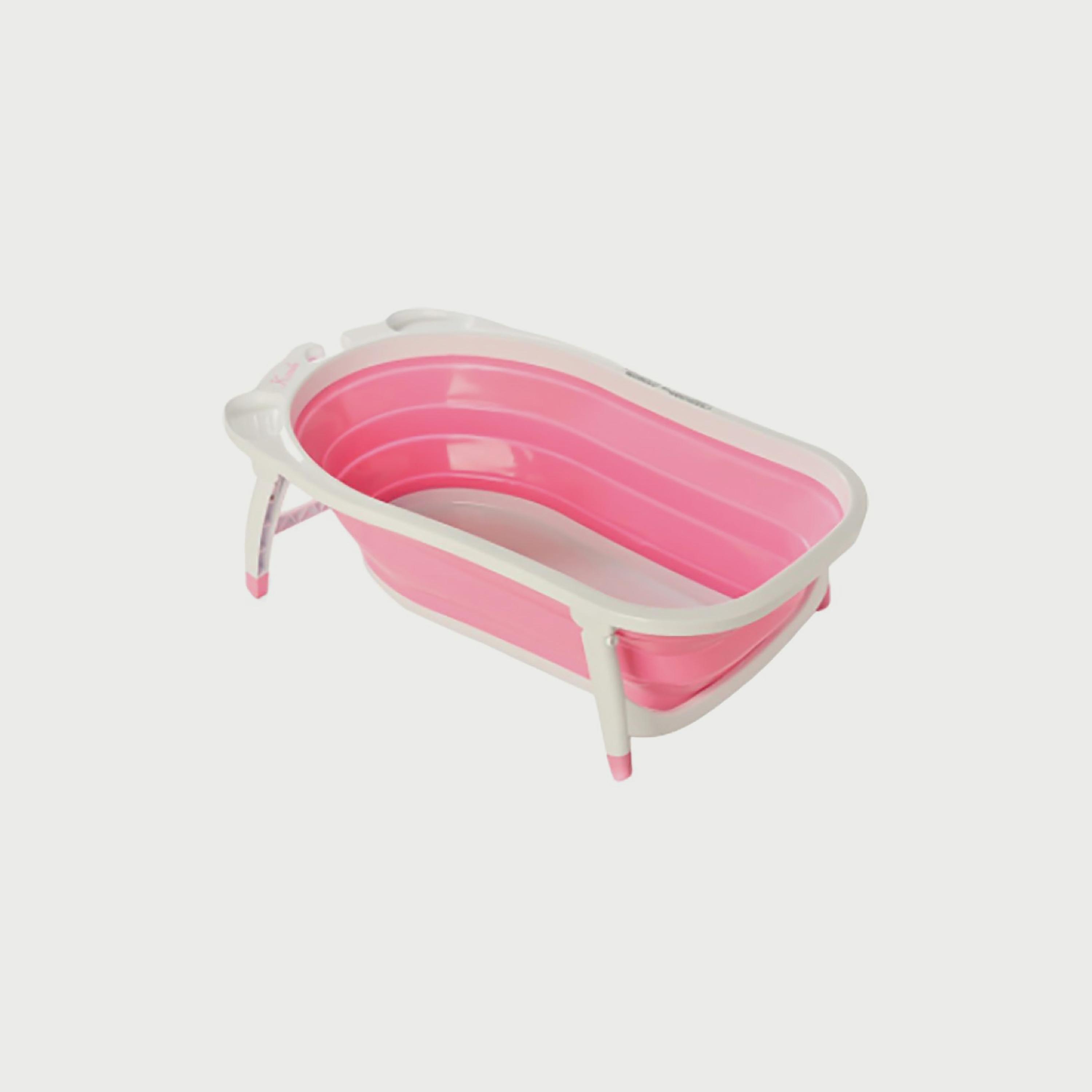 Pikkaboo Baby Foldable Portable Non-Slip Bath Tub, Pink-baby-bathandcare-bathtubs-image-1