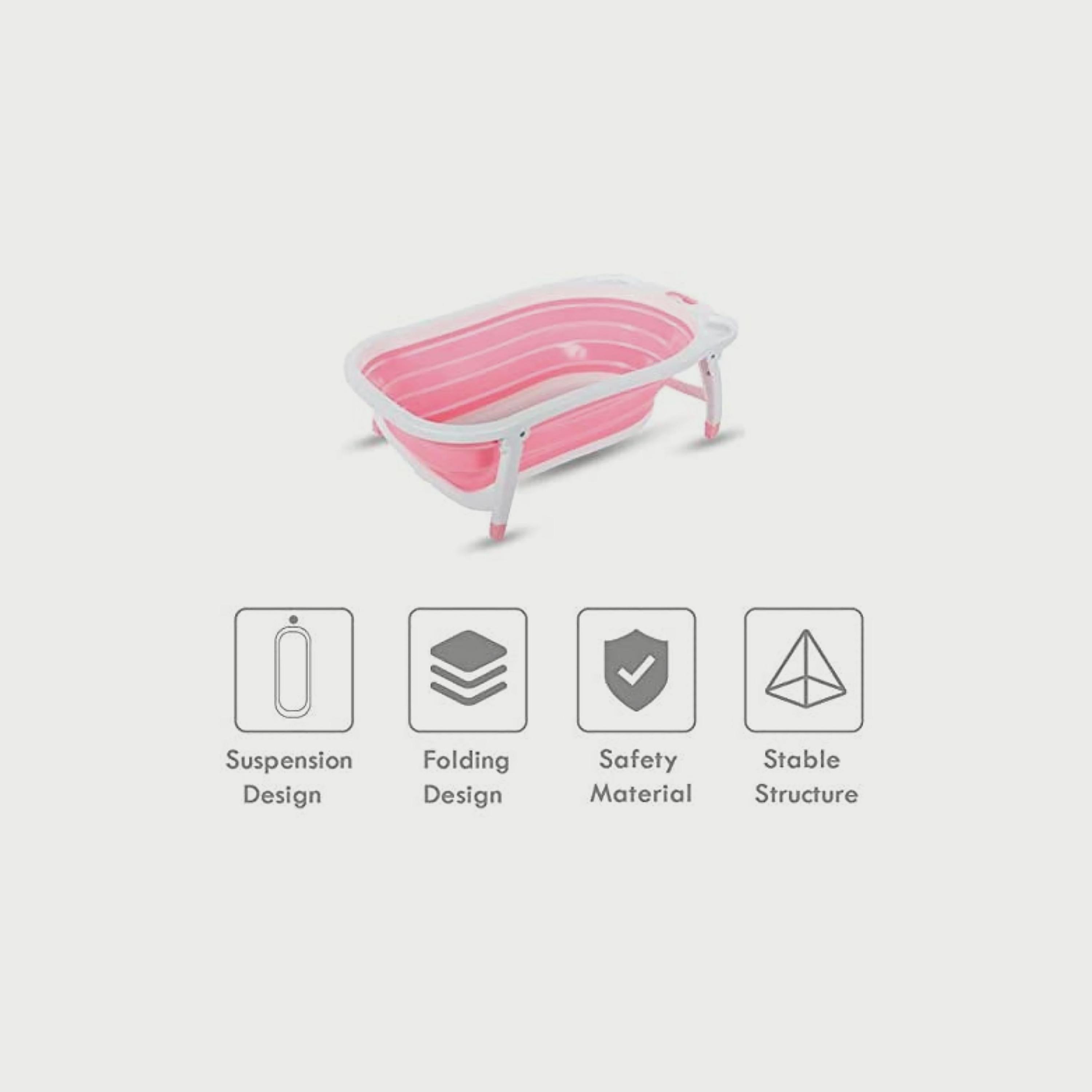 Pikkaboo Baby Foldable Portable Non-Slip Bath Tub, Pink-baby-bathandcare-bathtubs-image-3
