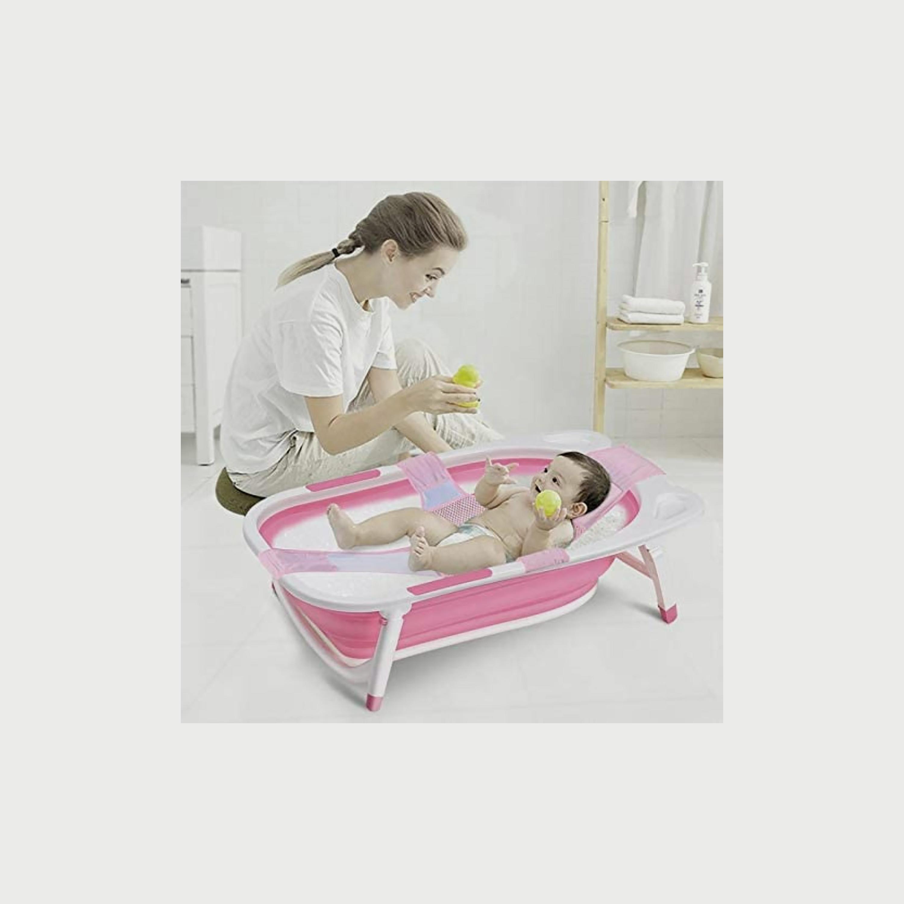 Pikkaboo Baby Foldable Portable Non-Slip Bath Tub, Pink-baby-bathandcare-bathtubs-image-5
