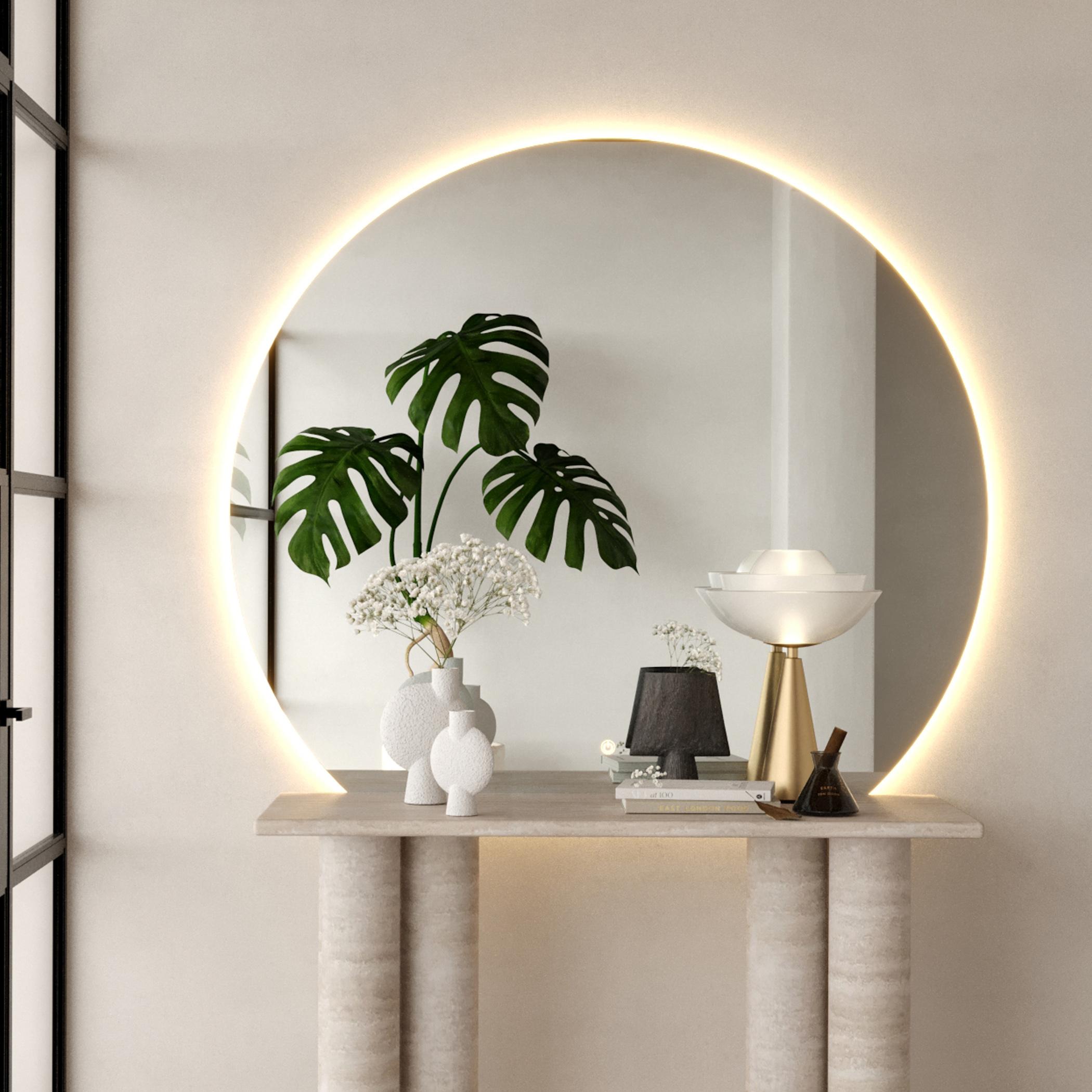 HomeKode Half Moon LED Wall Mirror - 150x130 cm